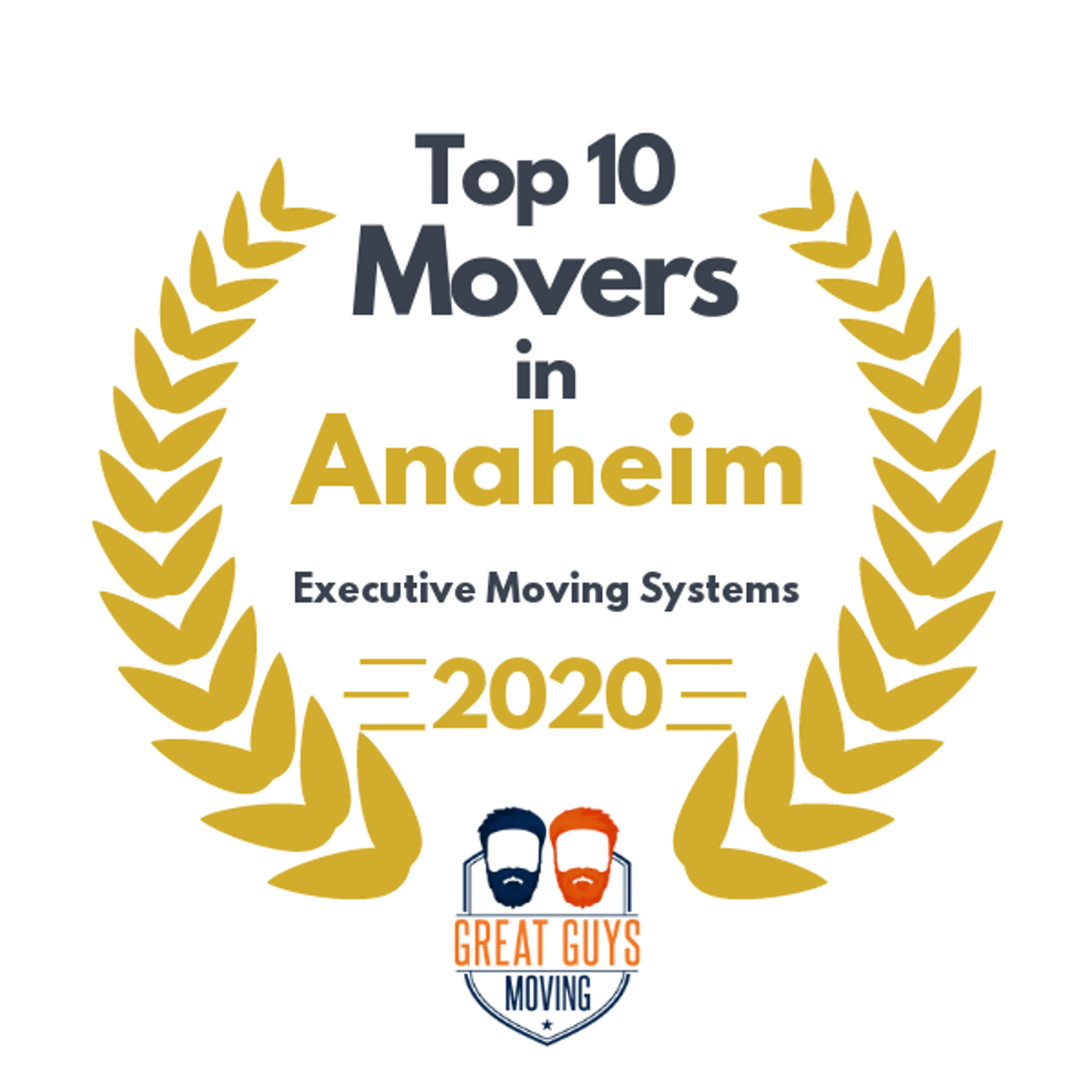 Top 10 Movers in Anaheim, CA 2020 award