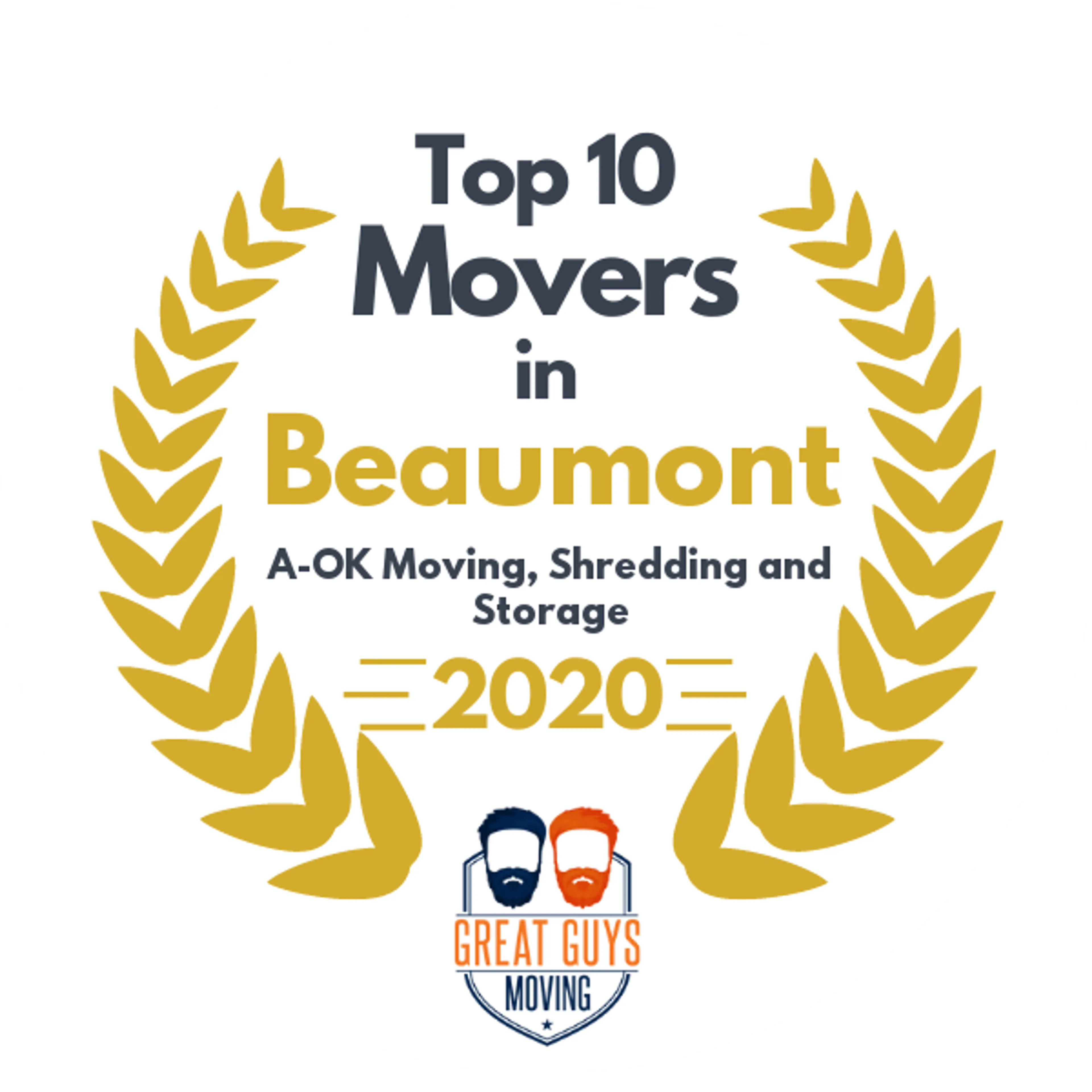 Top 10 Movers in Beaumont, TX 2020 award