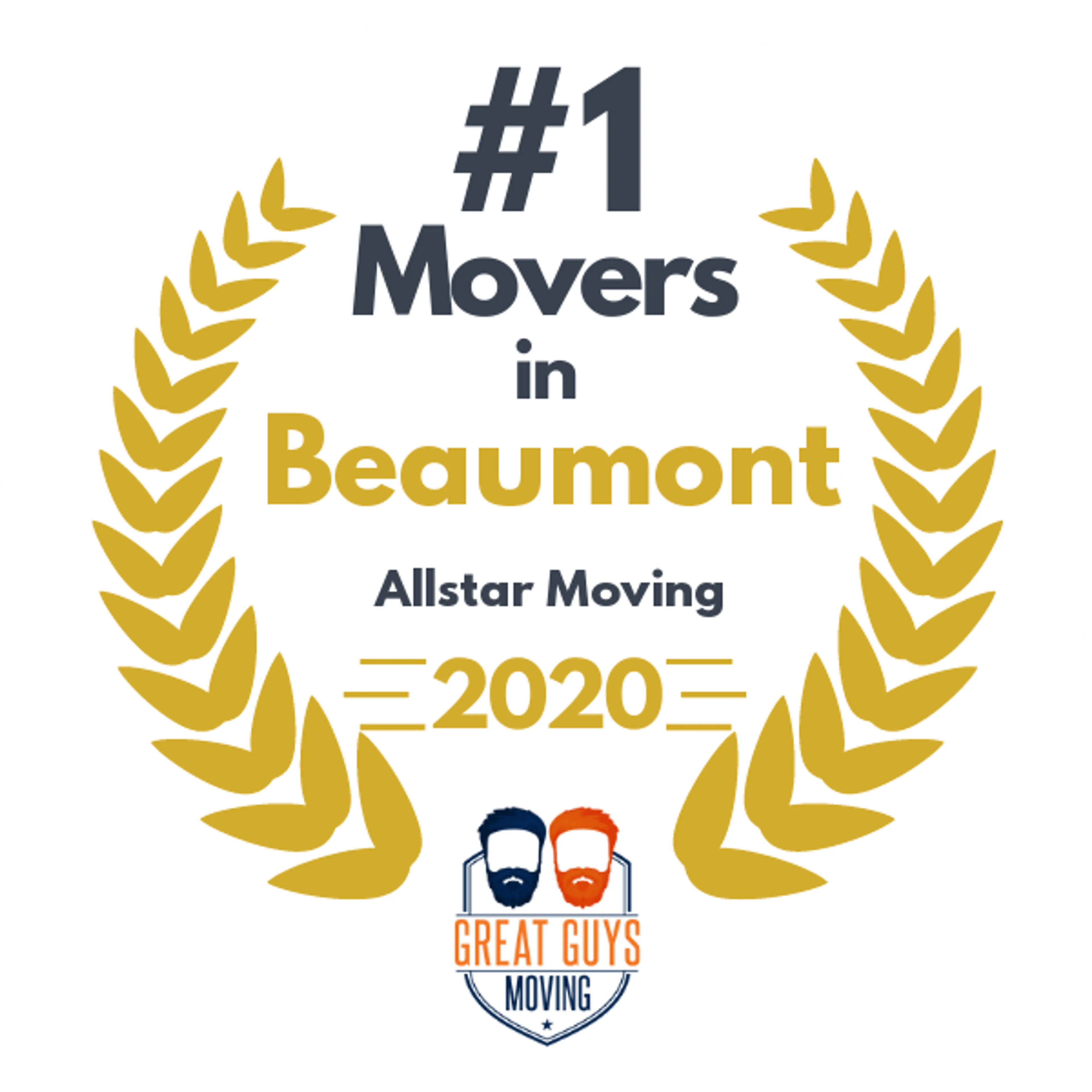 #1 Ranked Movers in Beaumont, TX 2020 award