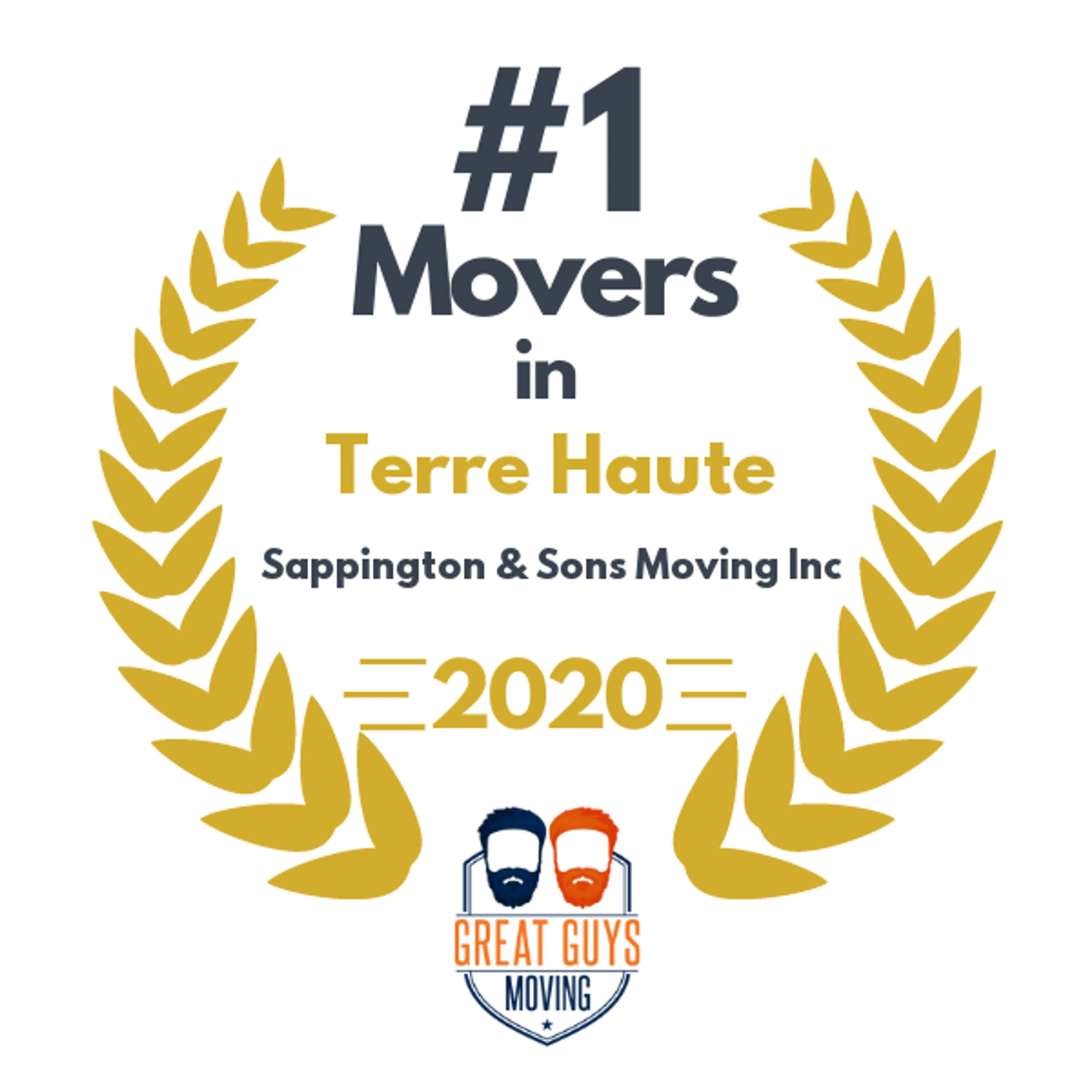 #1 Ranked Movers in Terre Haute, IN 2020 award