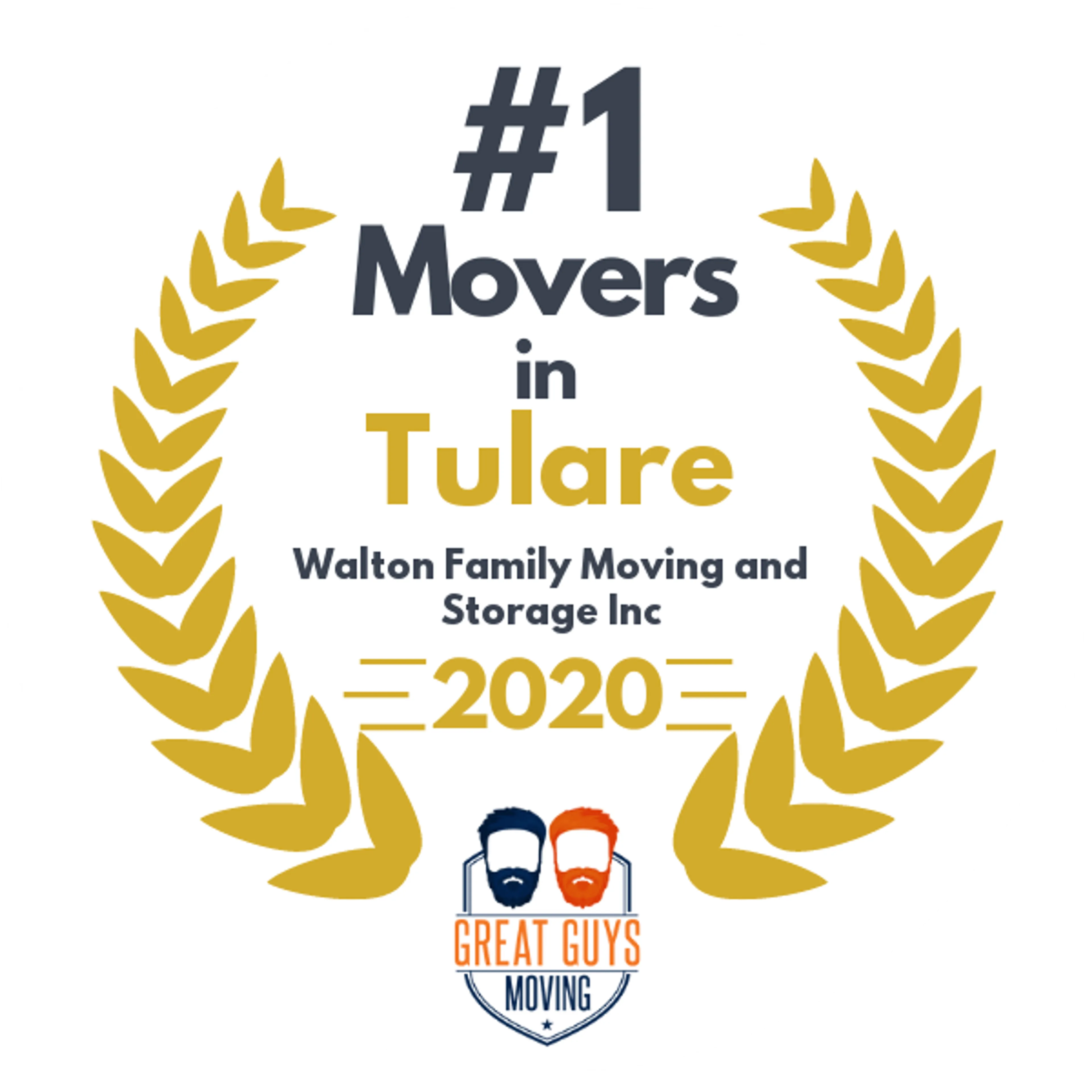 #1 Ranked Movers in Tulare, CA 2020 award