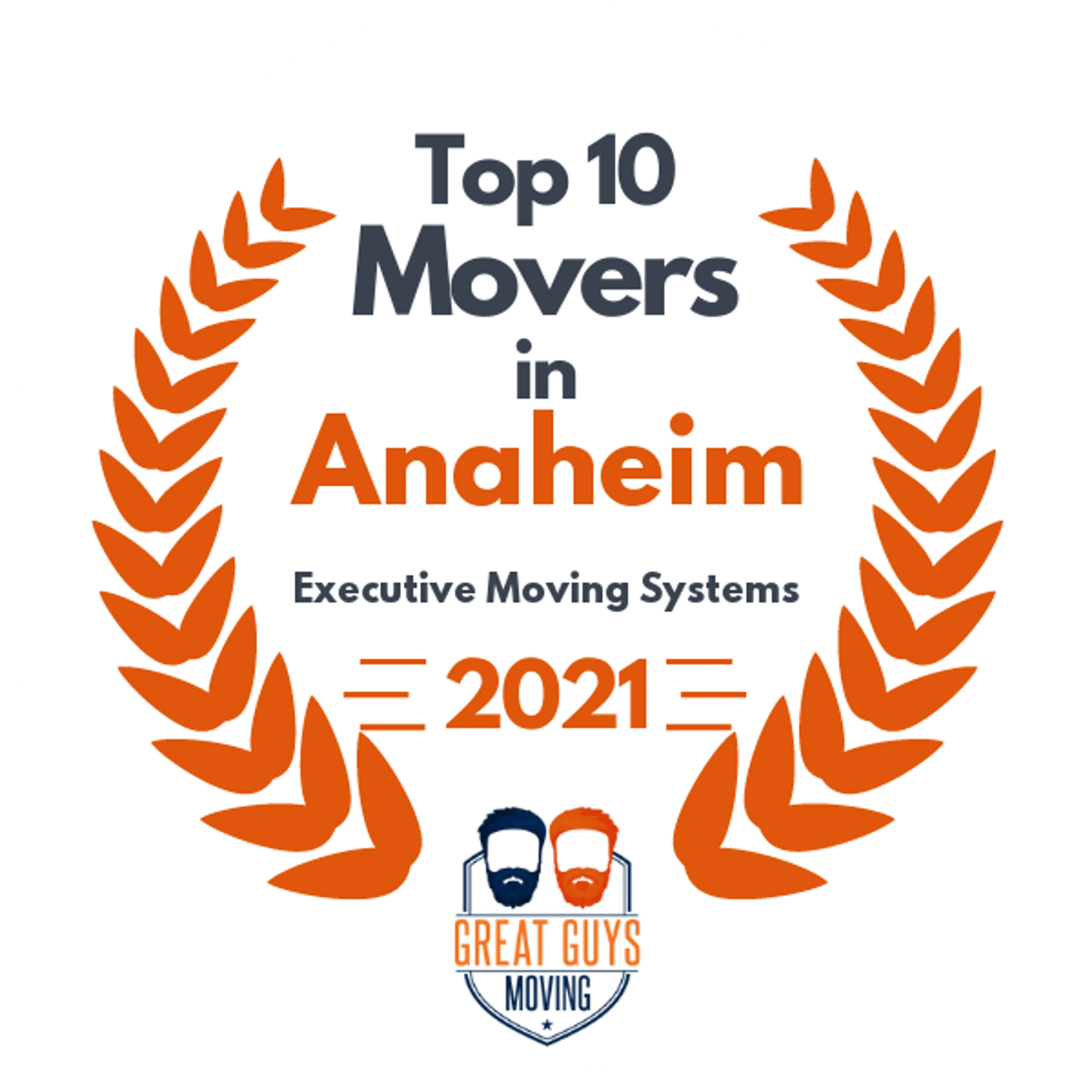 Top 10 Movers in Anaheim, CA 2021 award