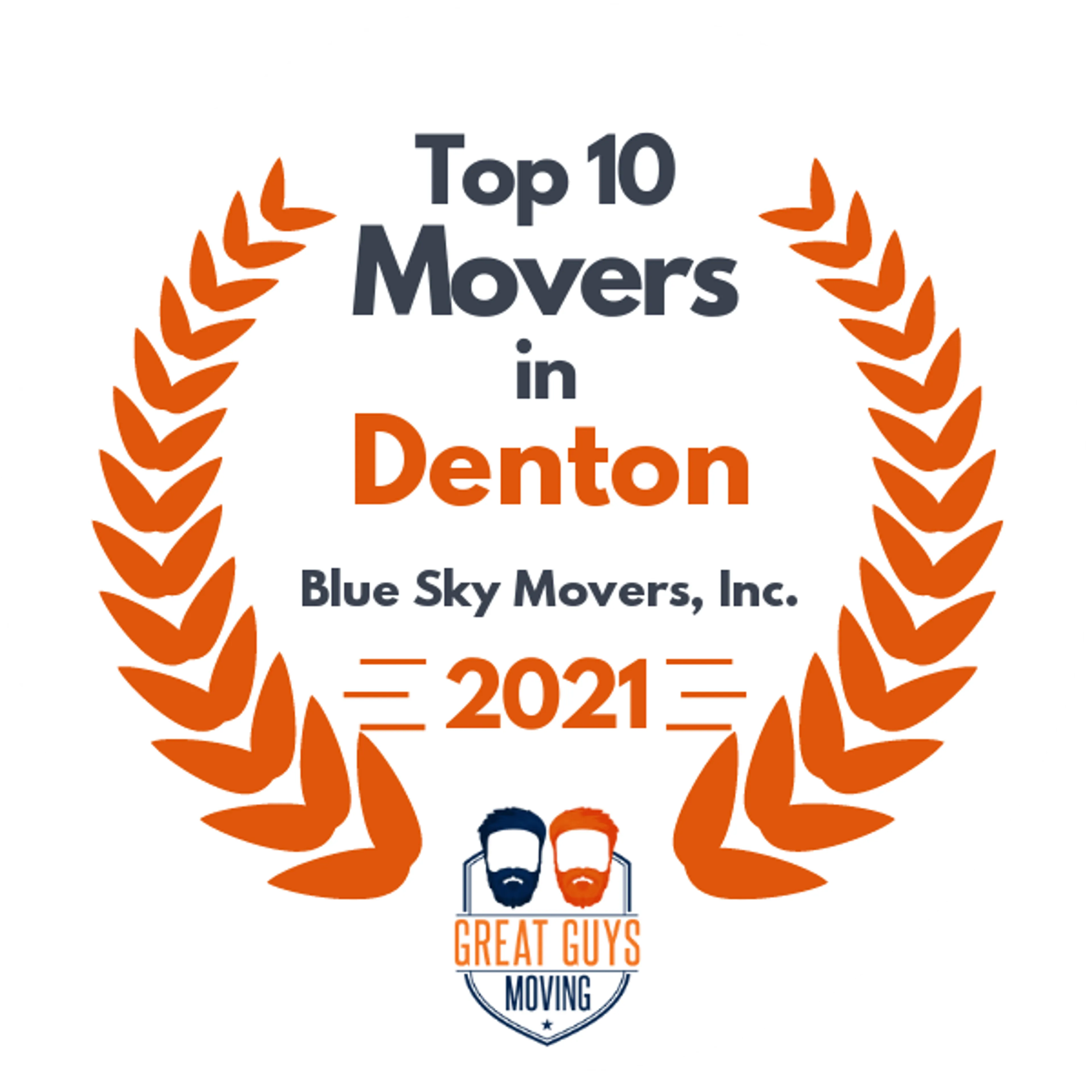 Top 10 Movers in Denton, TX 2021 award