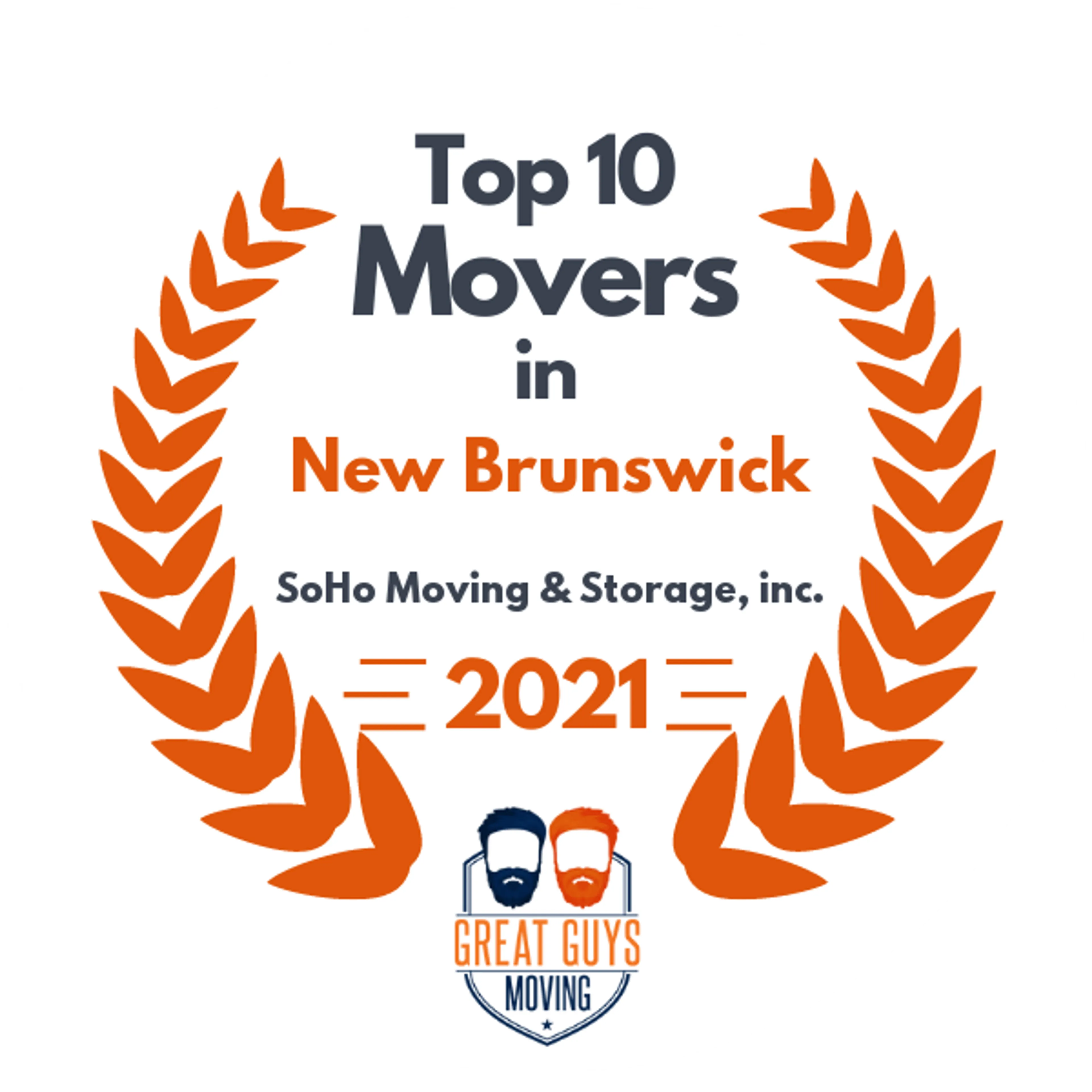 Top 10 Movers in New Brunswick, NJ 2021 award