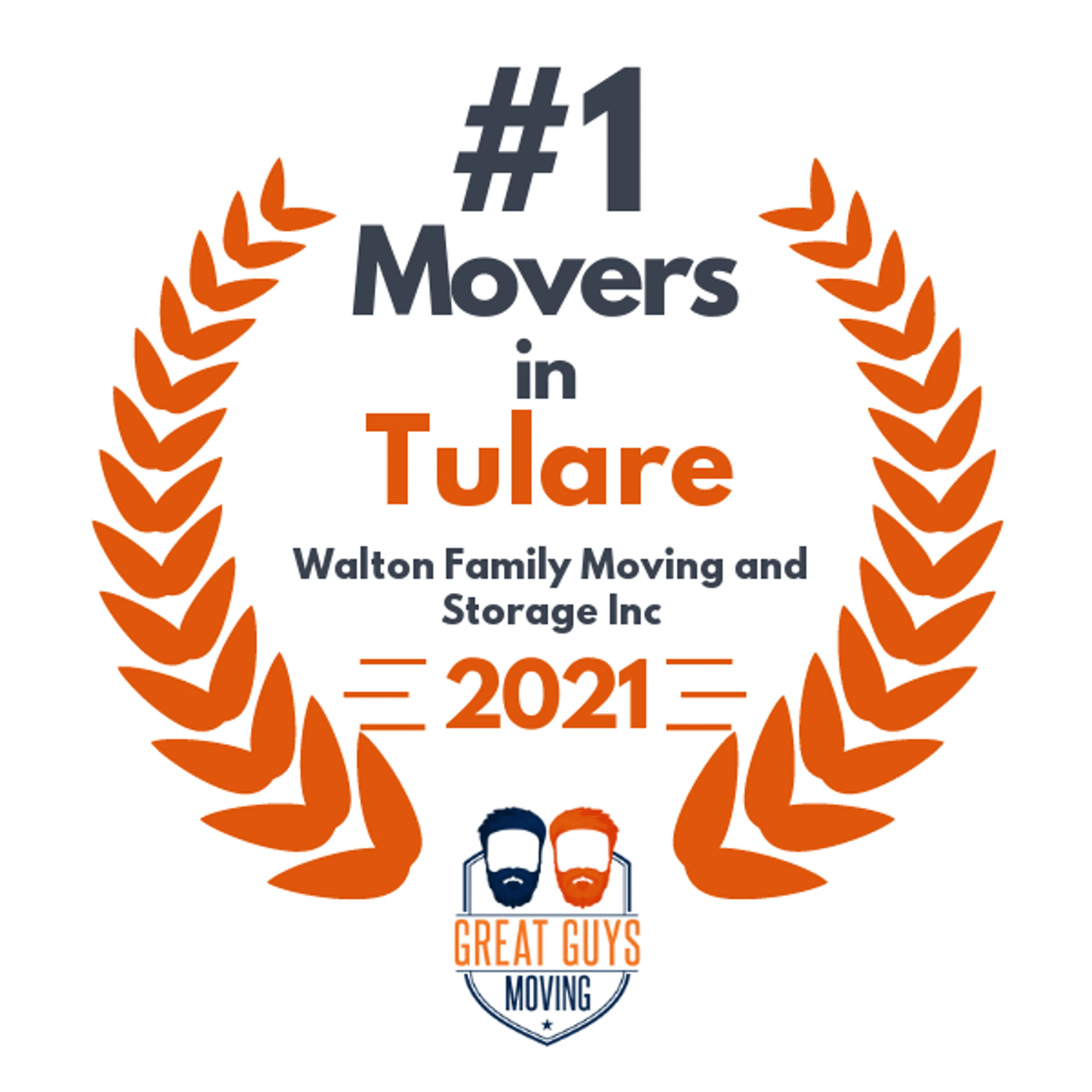 #1 Ranked Movers in Tulare, CA 2021 award