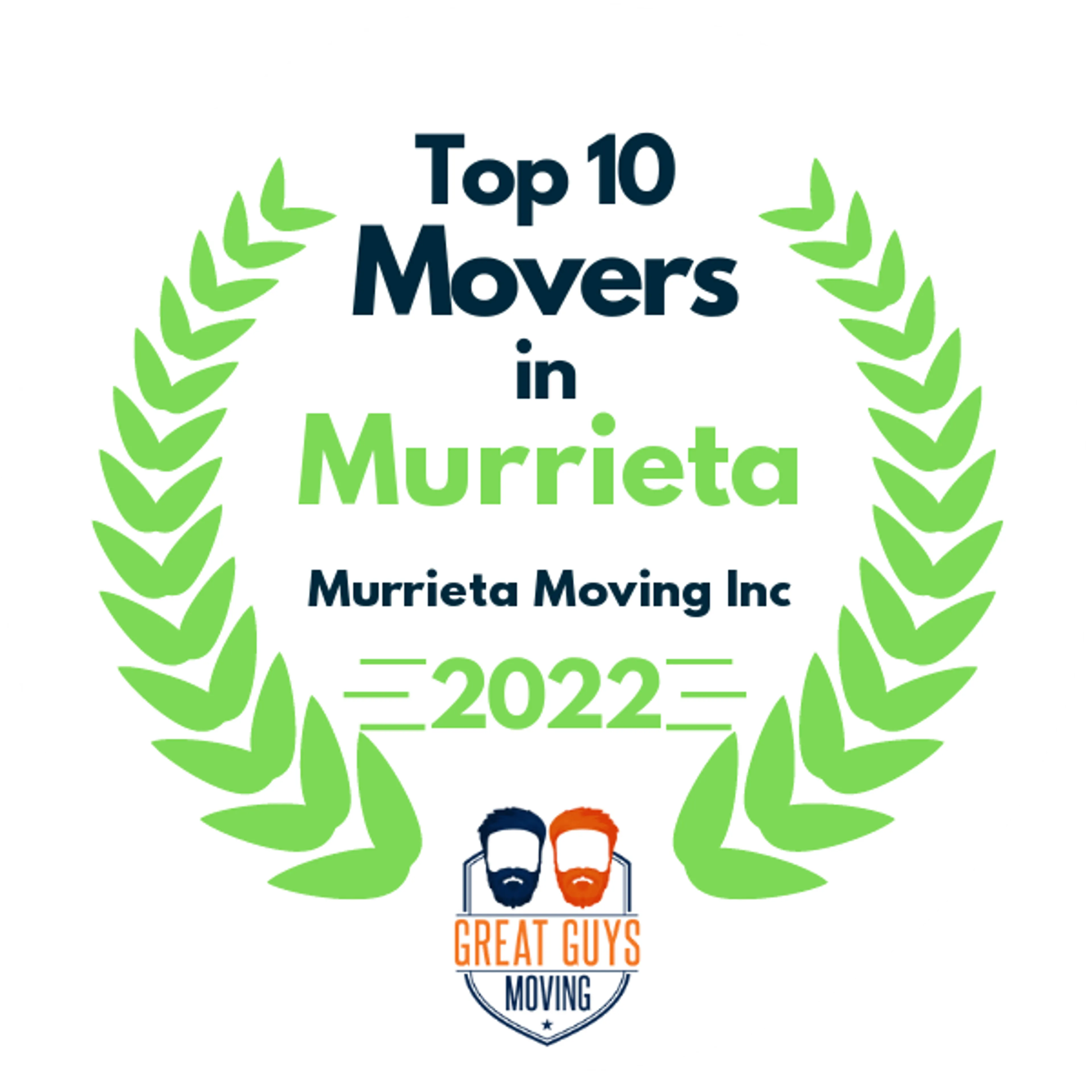 Top 10 Movers in Murrieta, CA 2022 award