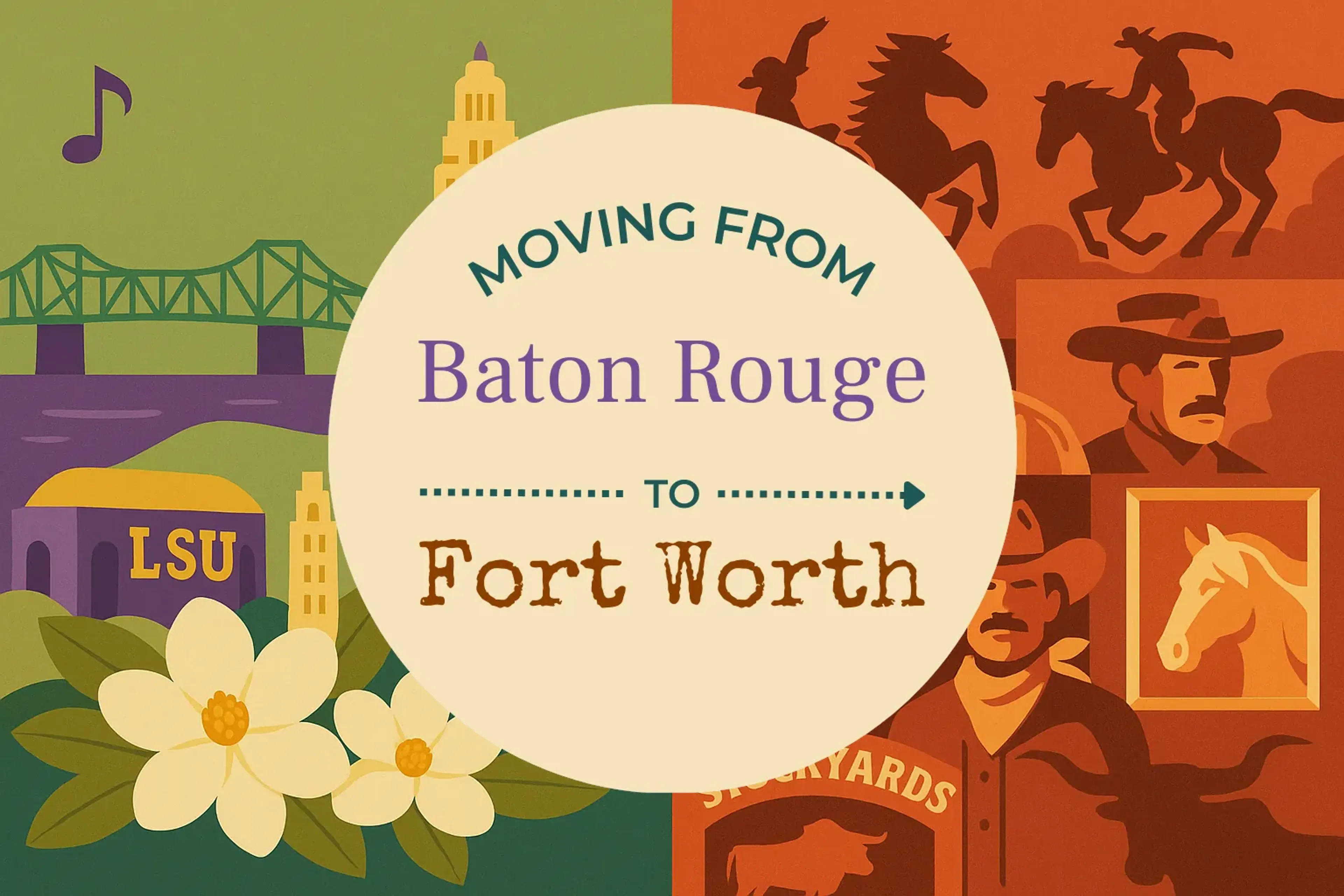 Side-by-side comparison of Baton Rouge to Fort Worth moving companies