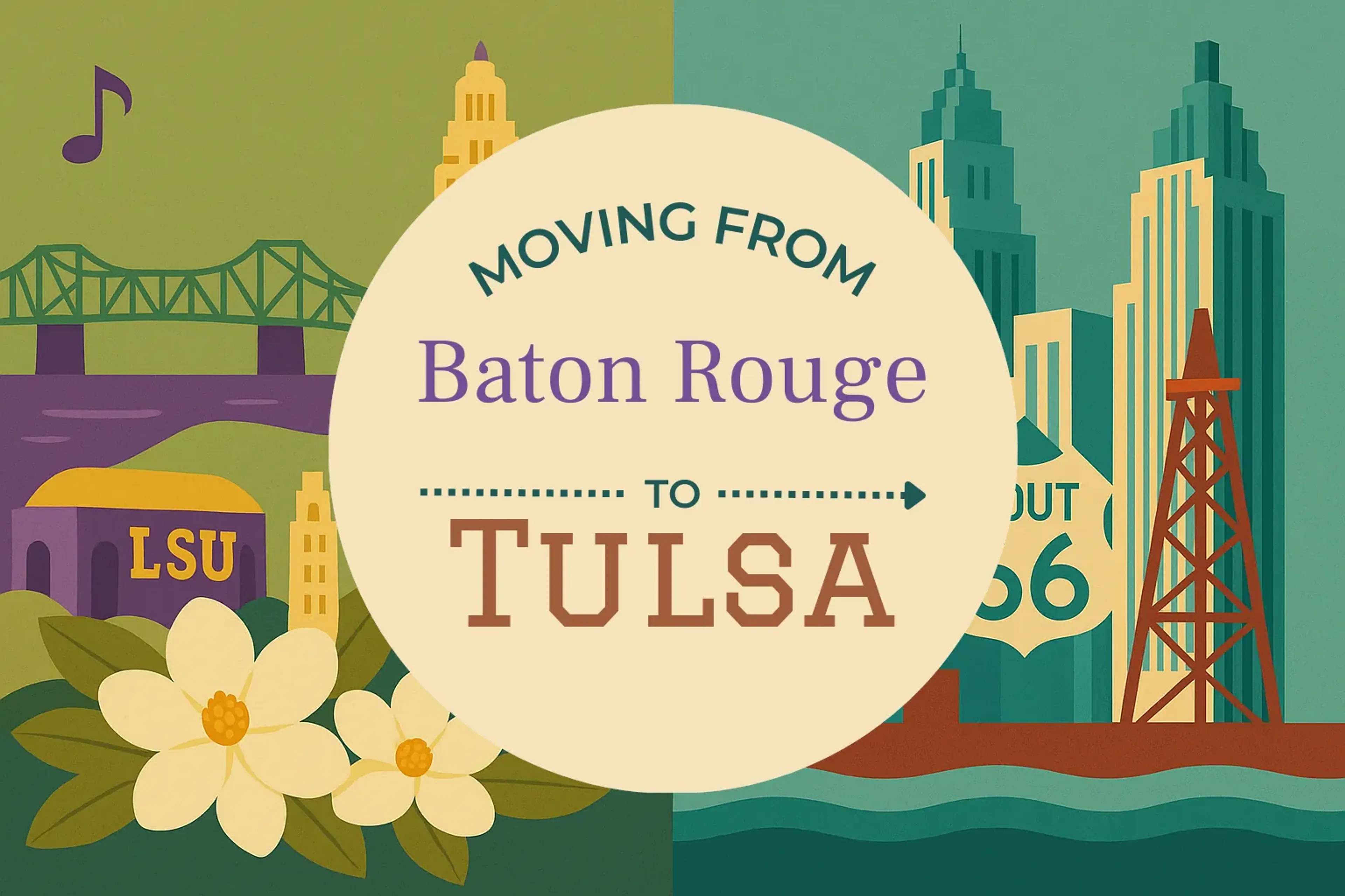 Side-by-side comparison of Baton Rouge to Tulsa moving companies