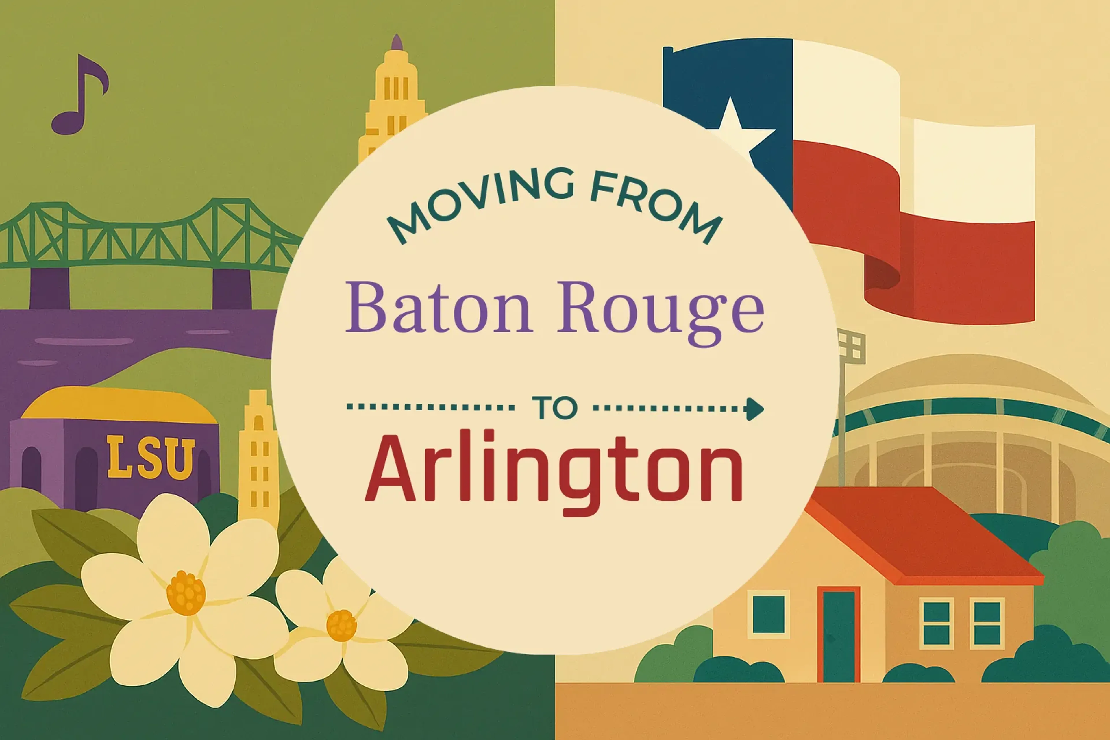 Side-by-side comparison of Baton Rouge to Arlington moving companies