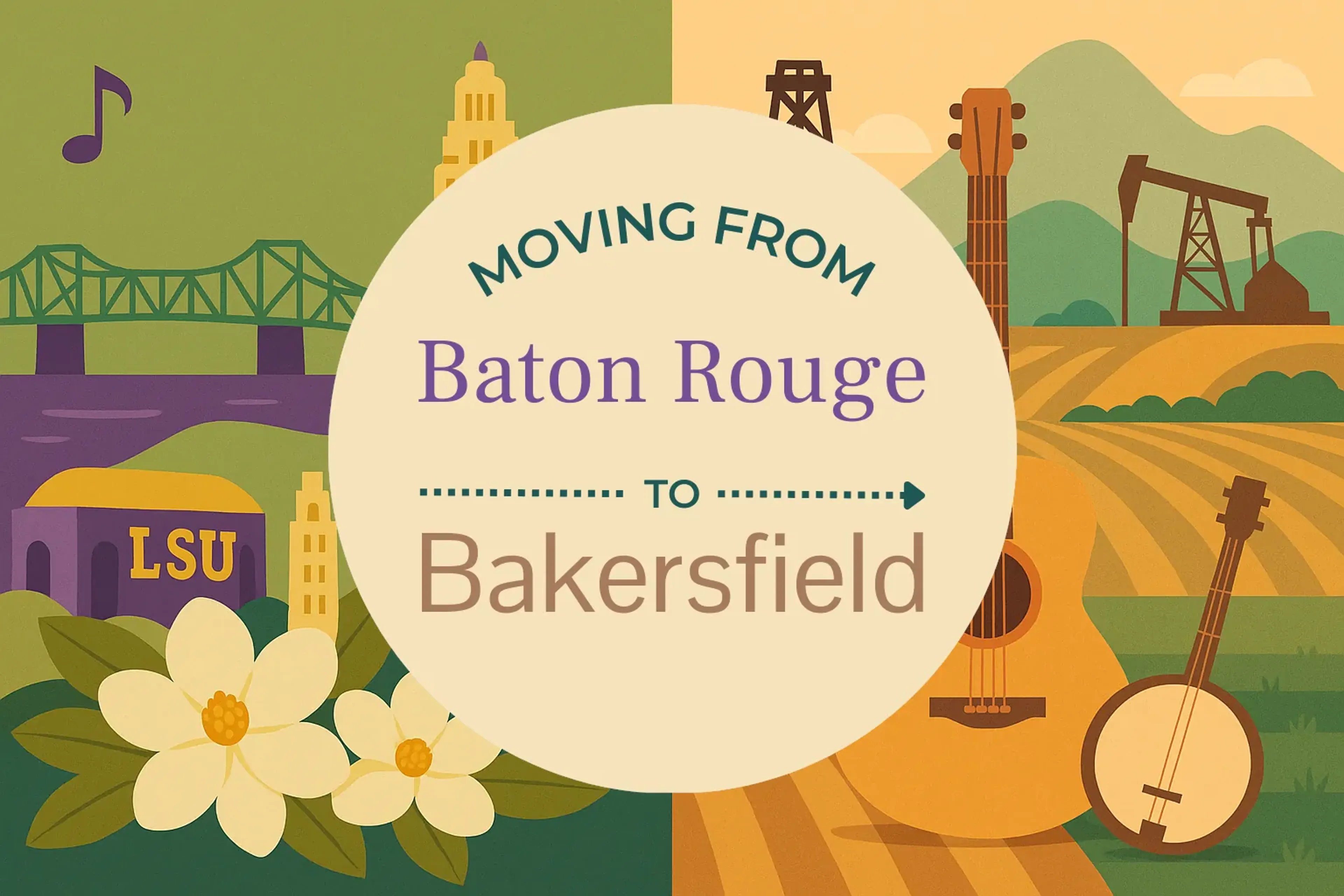 Side-by-side comparison of Baton Rouge to Bakersfield moving companies