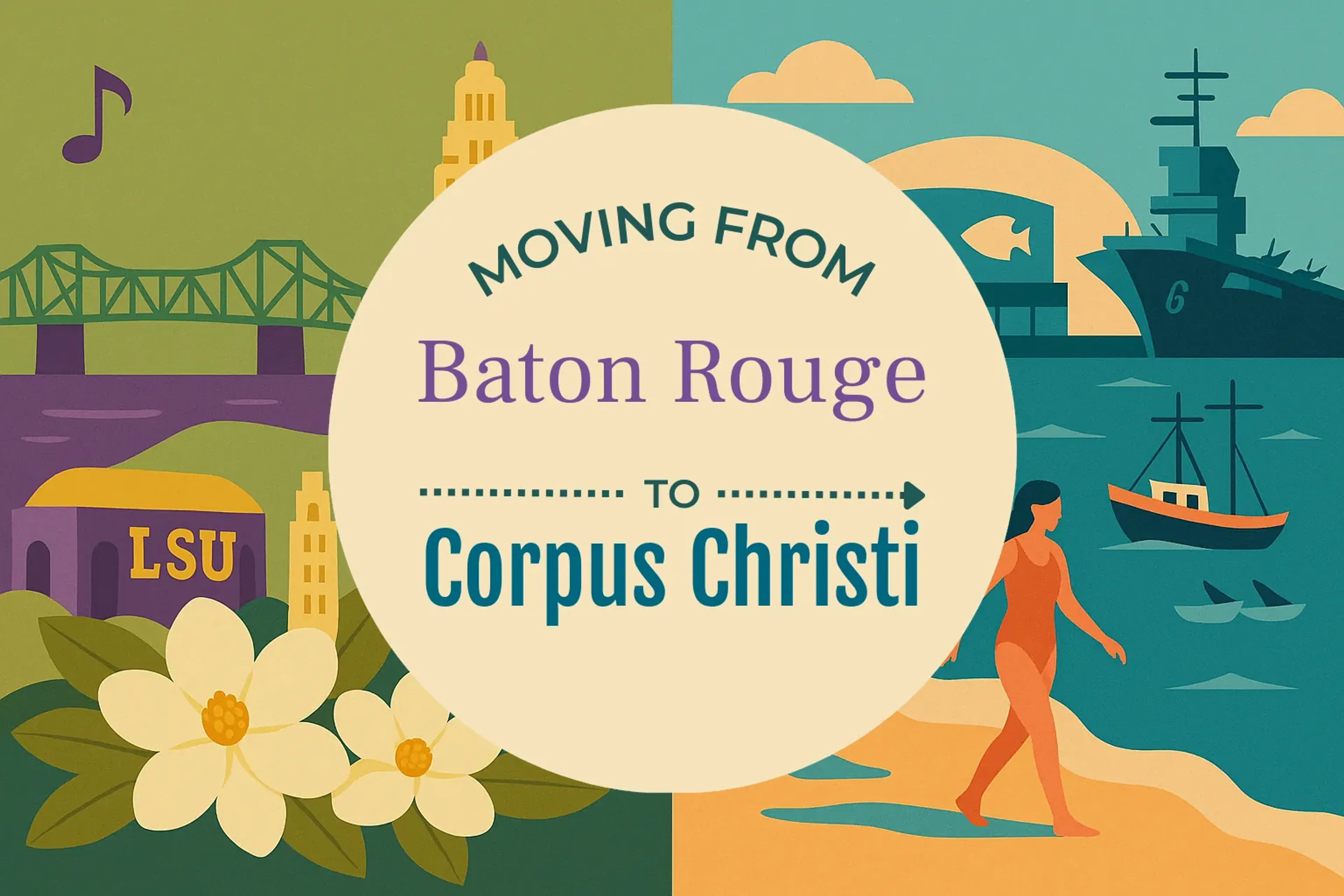 Side-by-side comparison of Baton Rouge to Corpus Christi moving companies