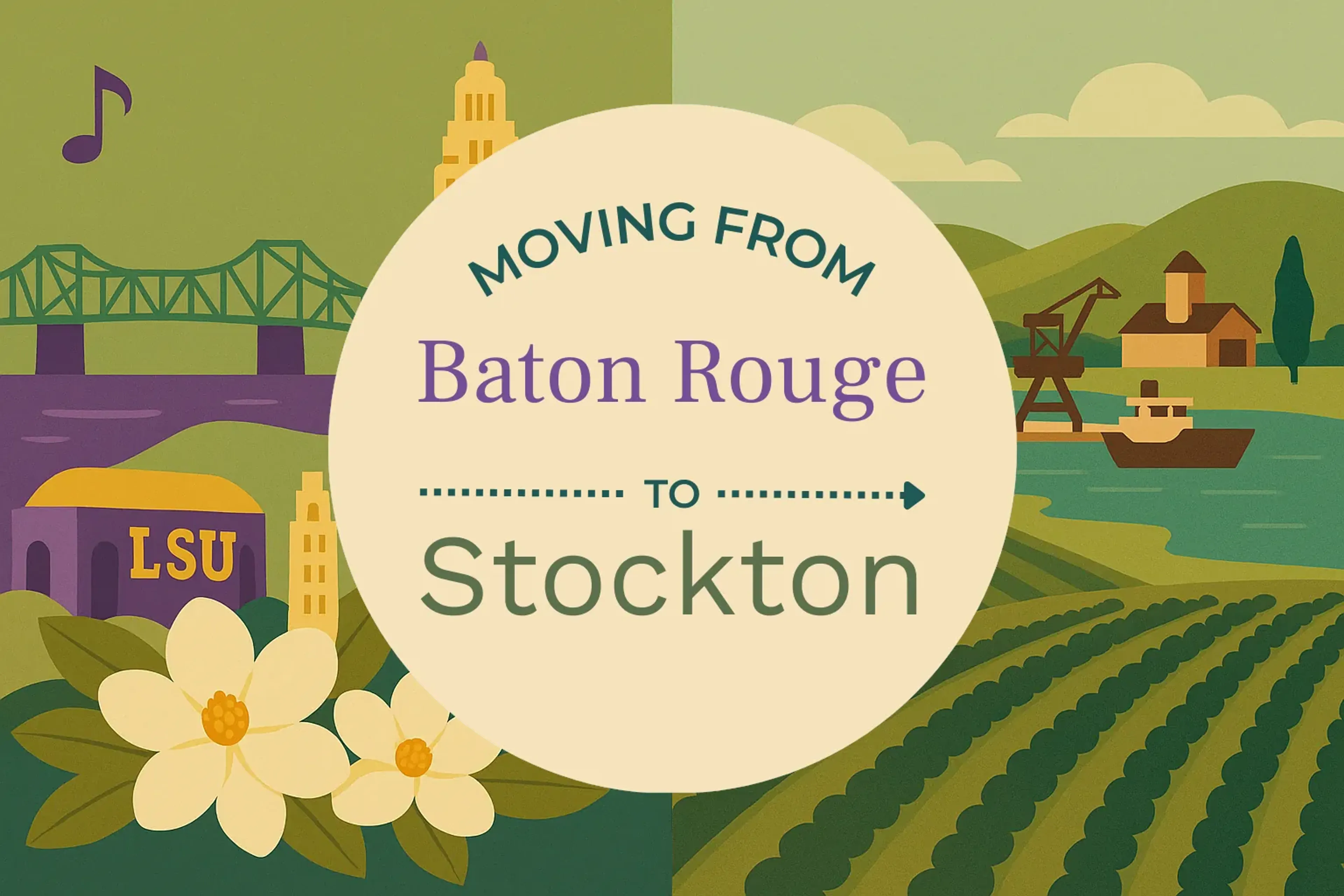 Side-by-side comparison of Baton Rouge to Stockton moving companies