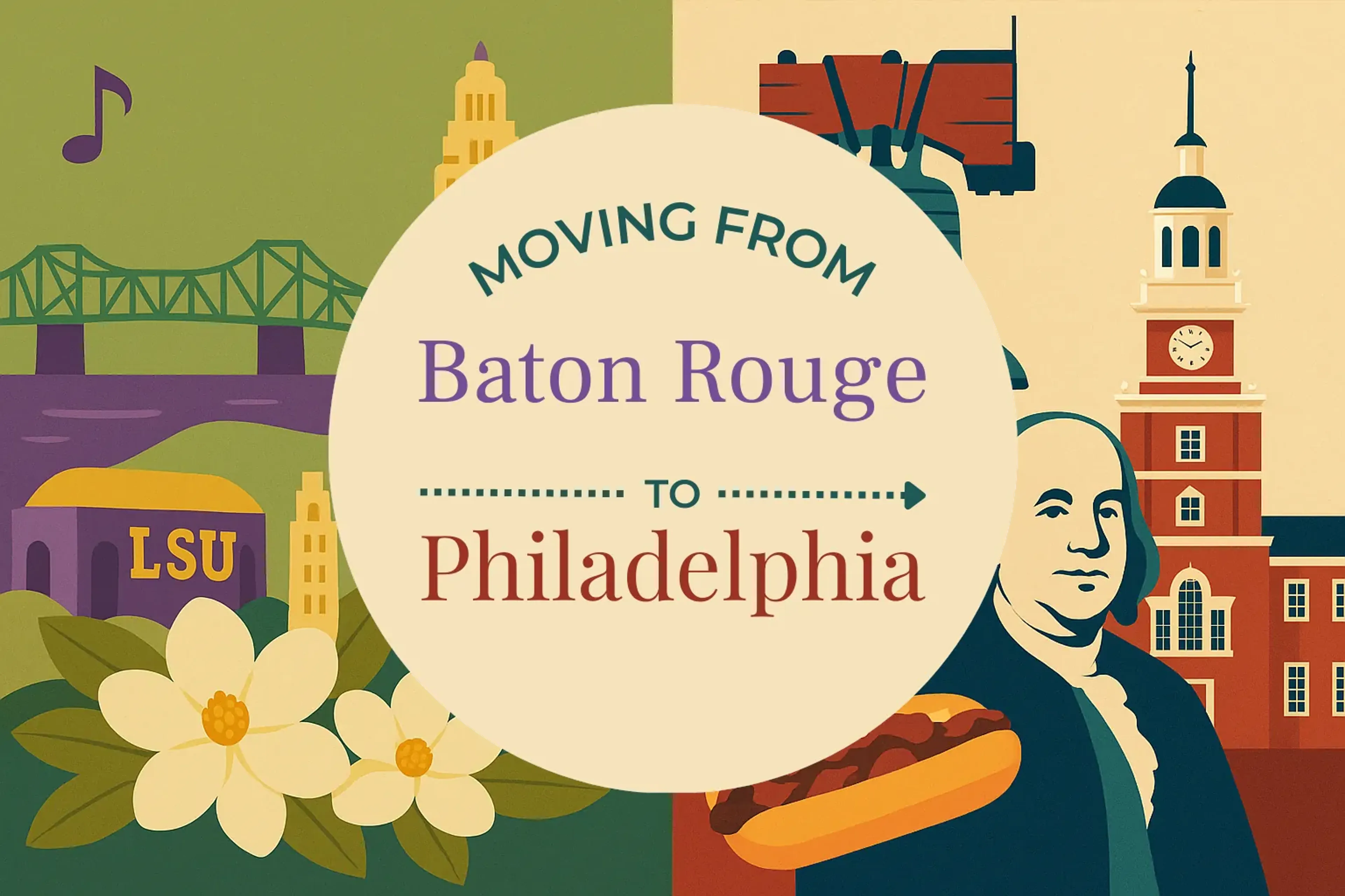 Side-by-side comparison of Baton Rouge to Philadelphia moving companies