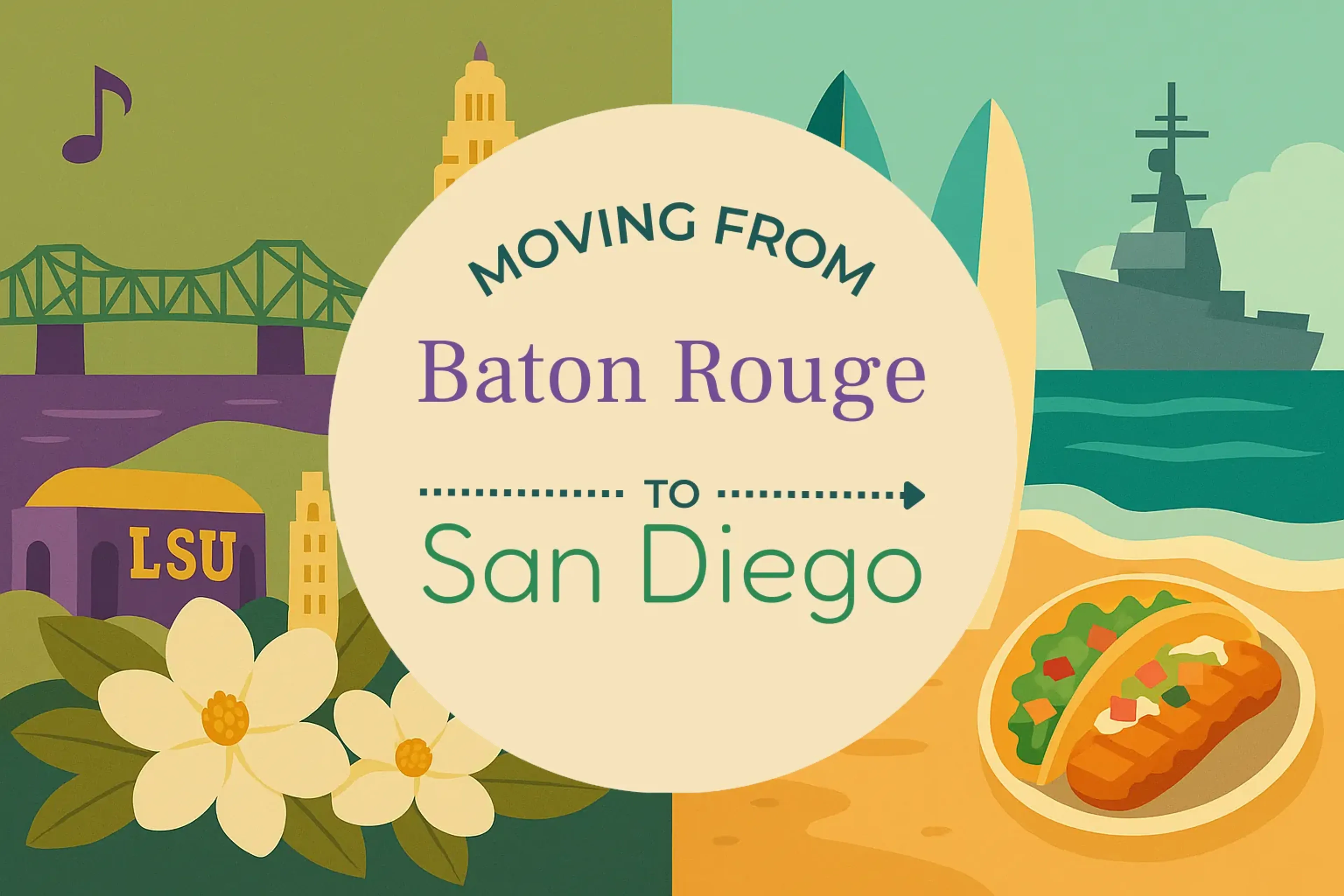 Side-by-side comparison of Baton Rouge to San Diego moving companies
