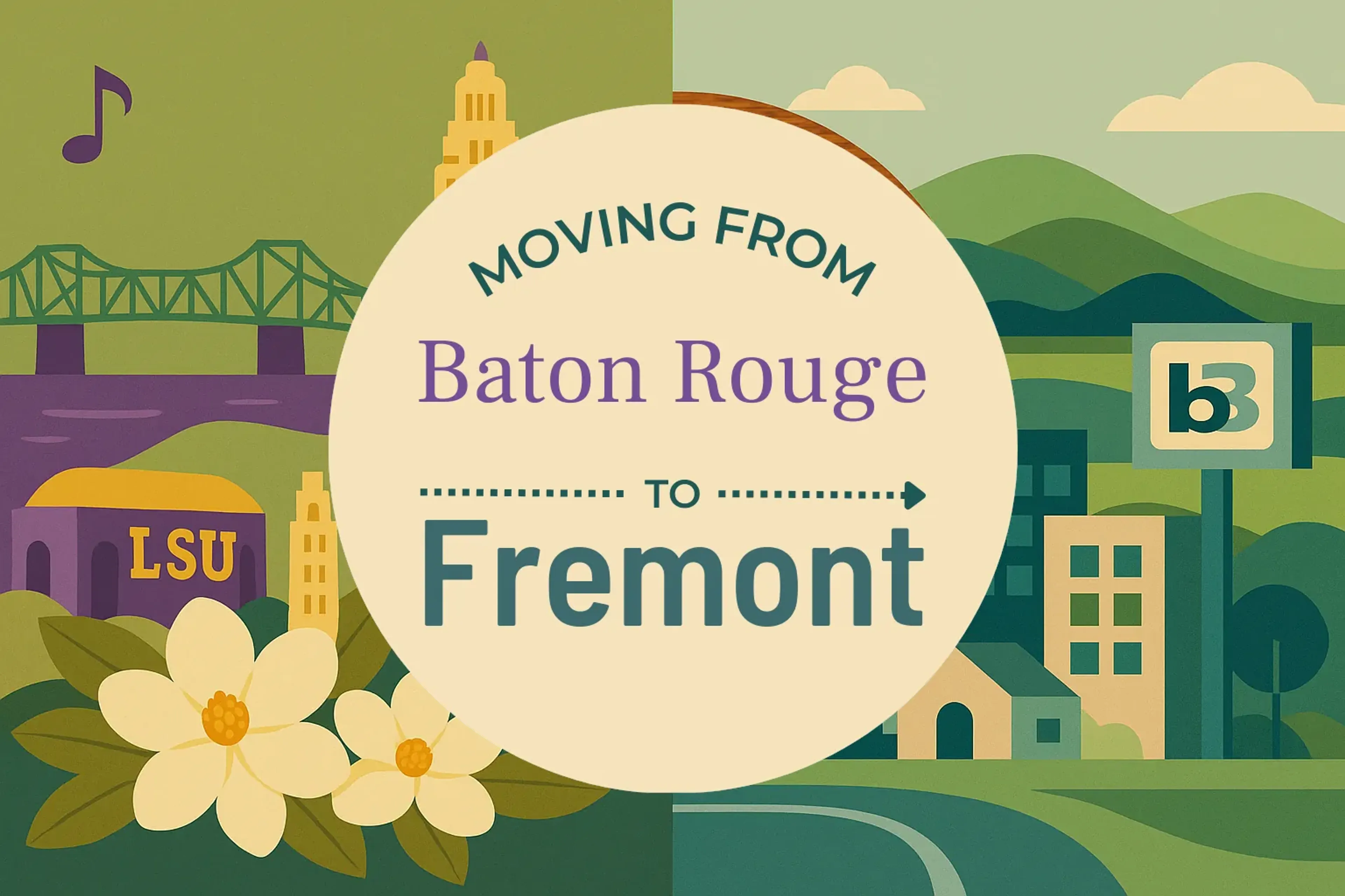 Side-by-side comparison of Baton Rouge to Fremont moving companies