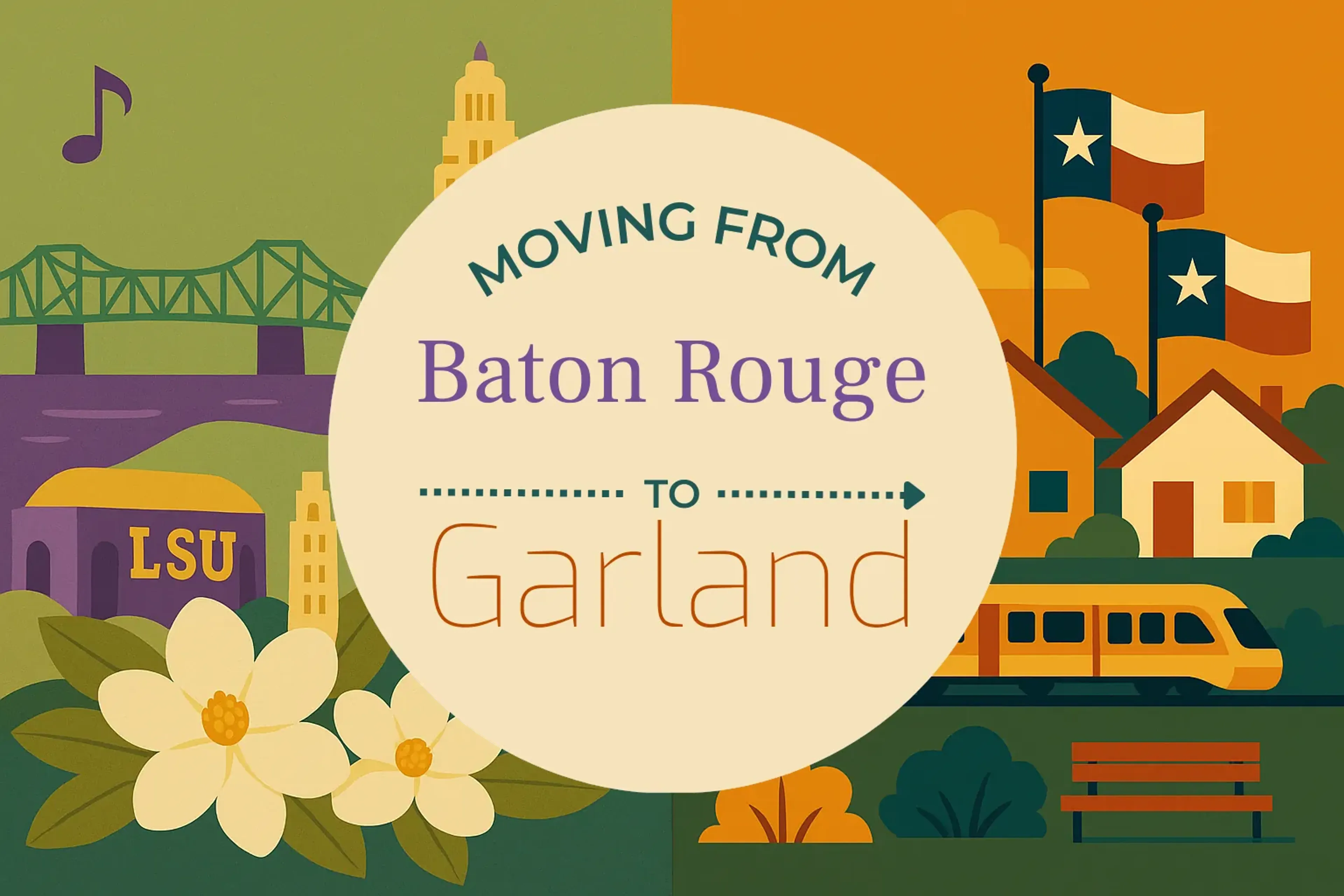 Side-by-side comparison of Baton Rouge to Garland moving companies