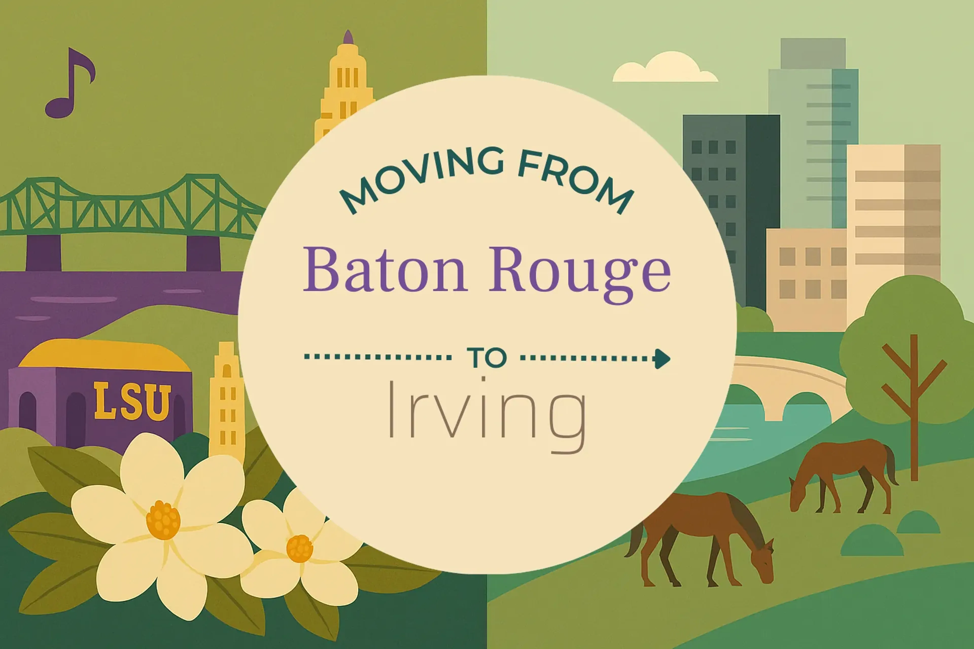 Side-by-side comparison of Baton Rouge to Irving moving companies