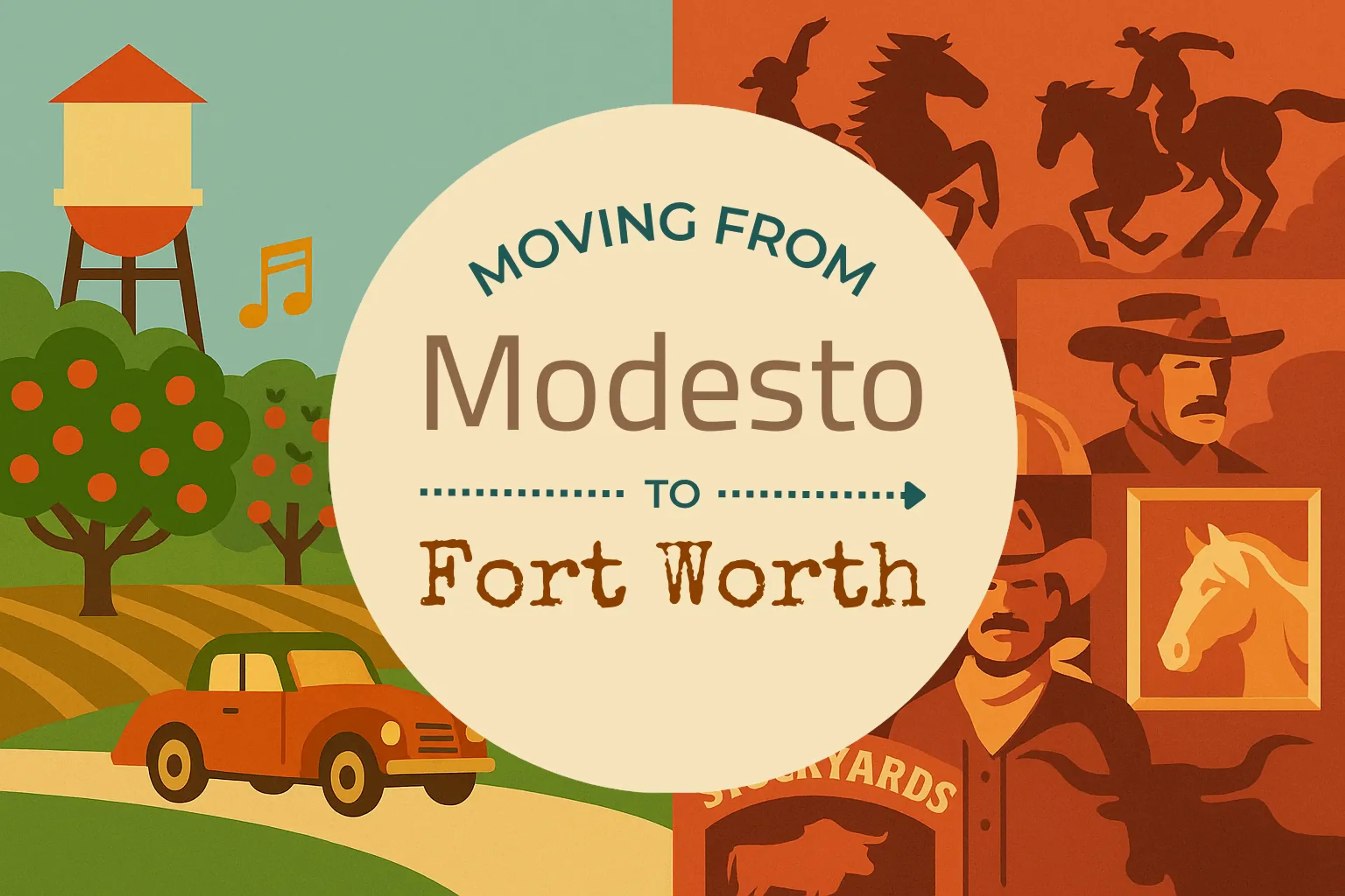 Side-by-side comparison of Modesto to Fort Worth moving companies