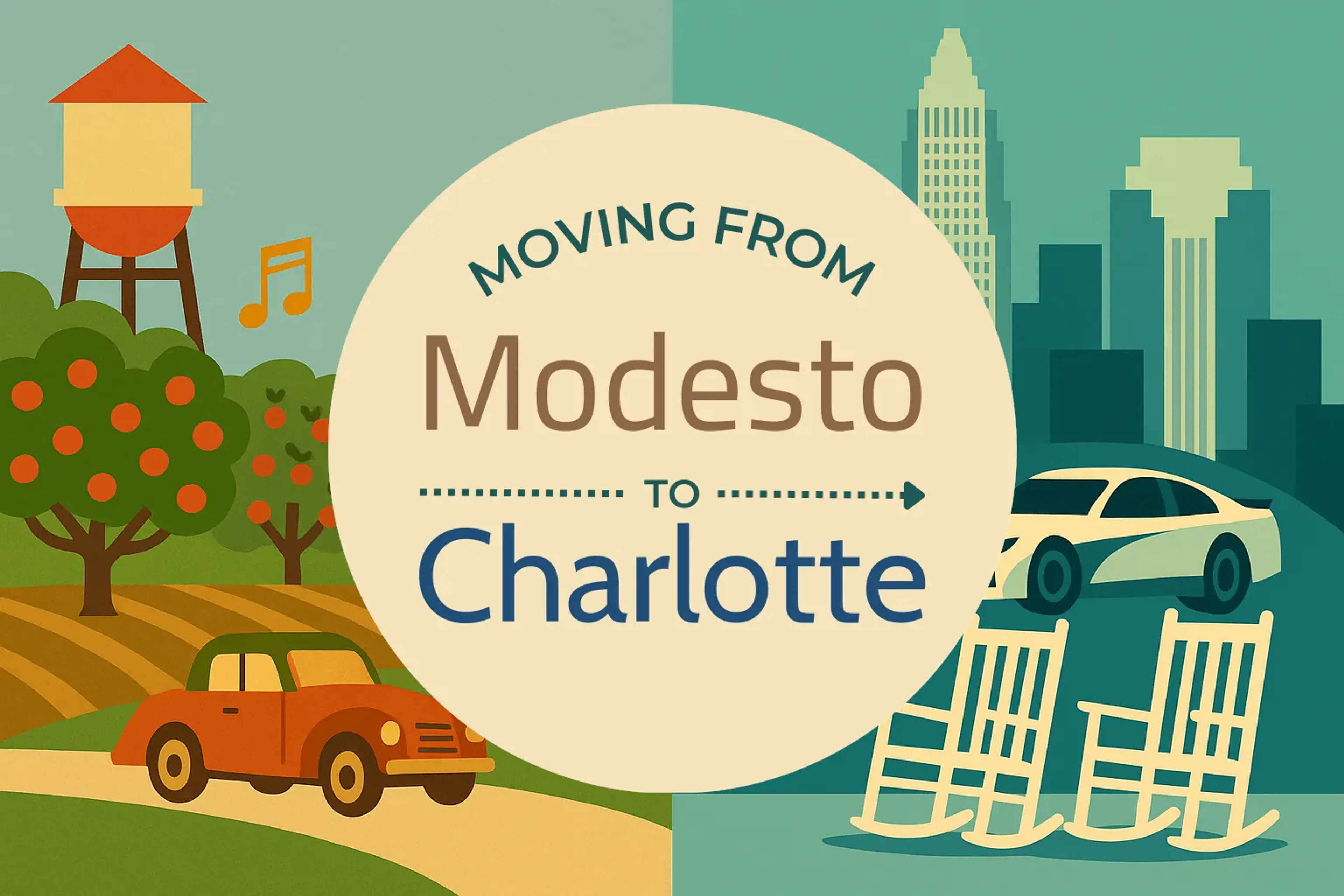 Side-by-side comparison of Modesto to Charlotte moving companies
