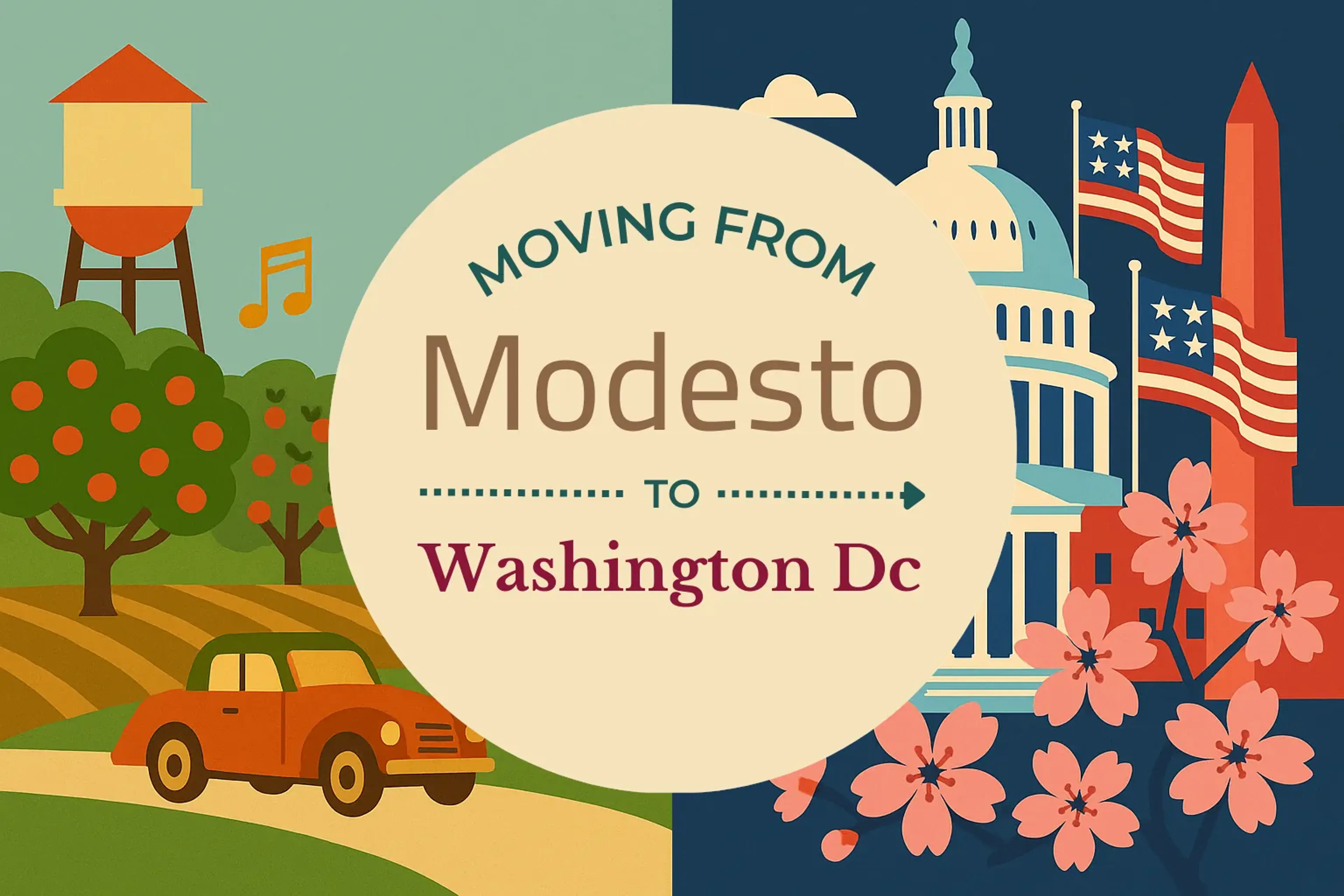 Side-by-side comparison of Modesto to Washington DC moving companies