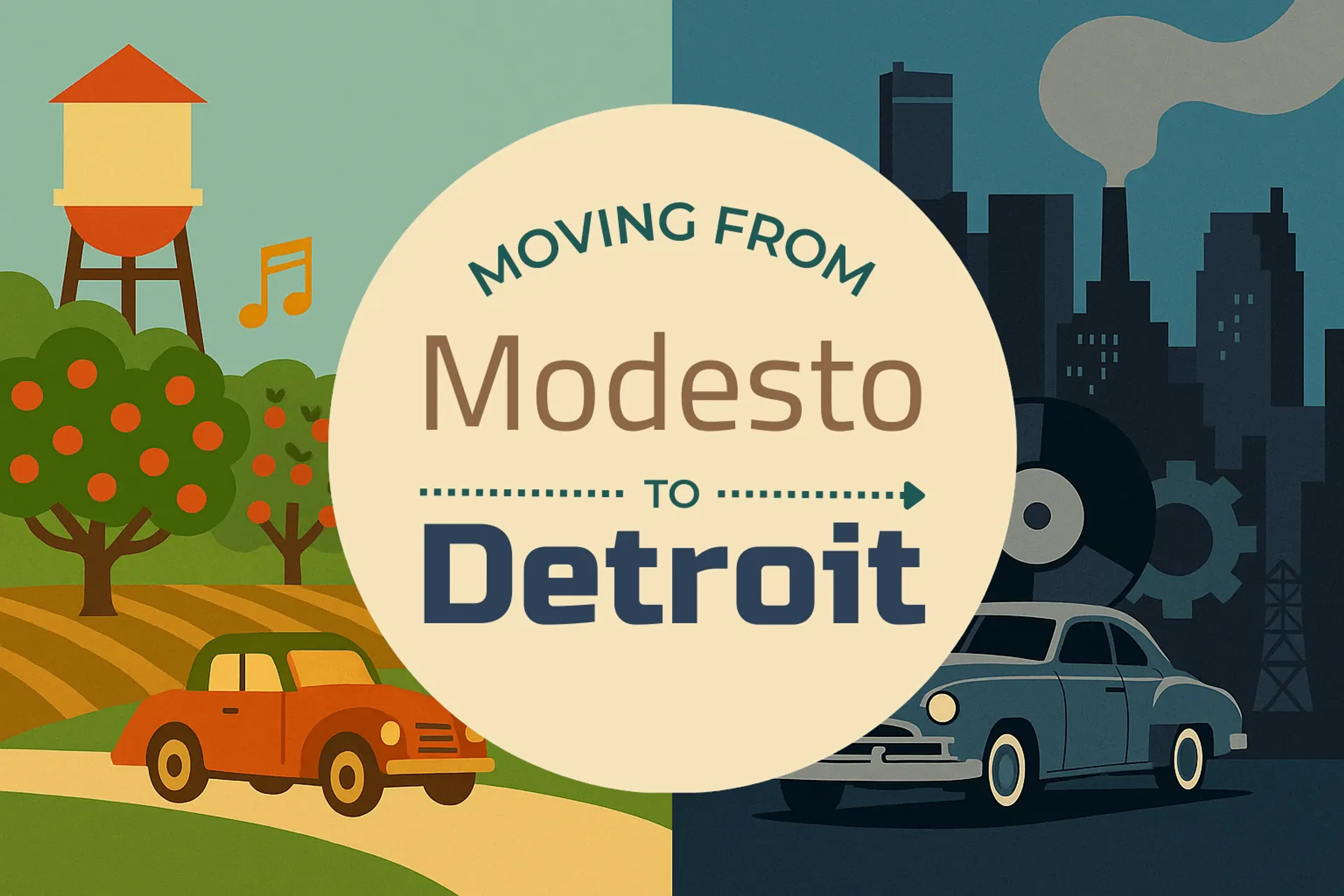 Side-by-side comparison of Modesto to Detroit moving companies