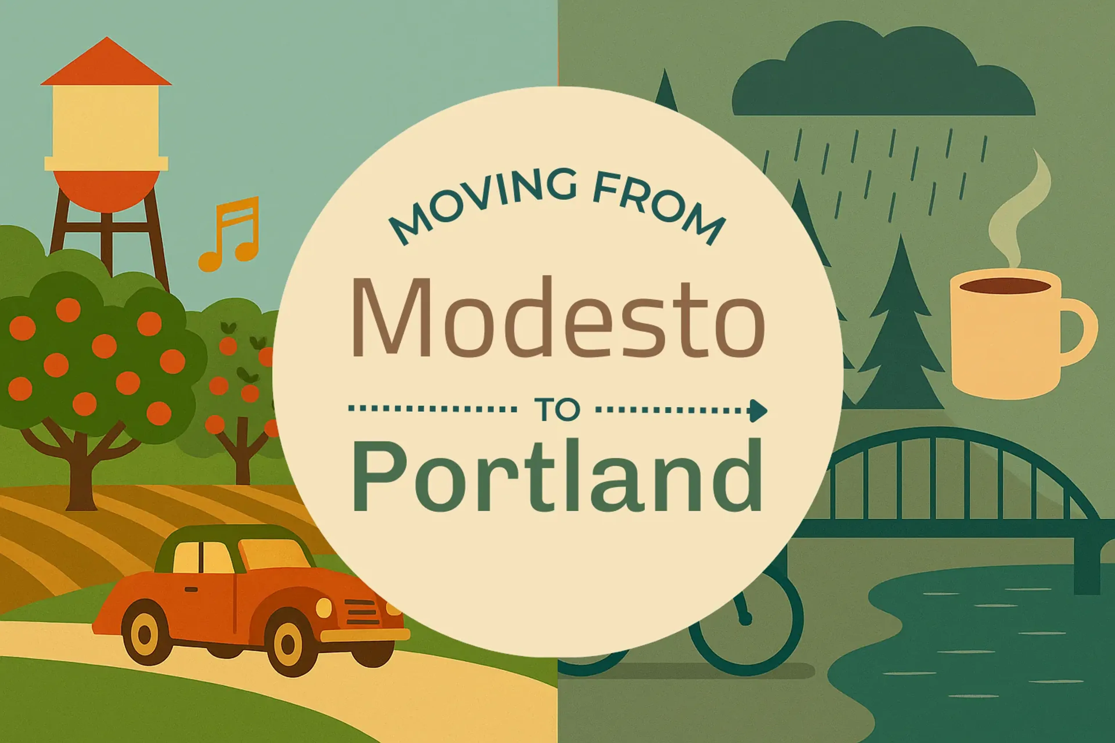 Side-by-side comparison of Modesto to Portland moving companies