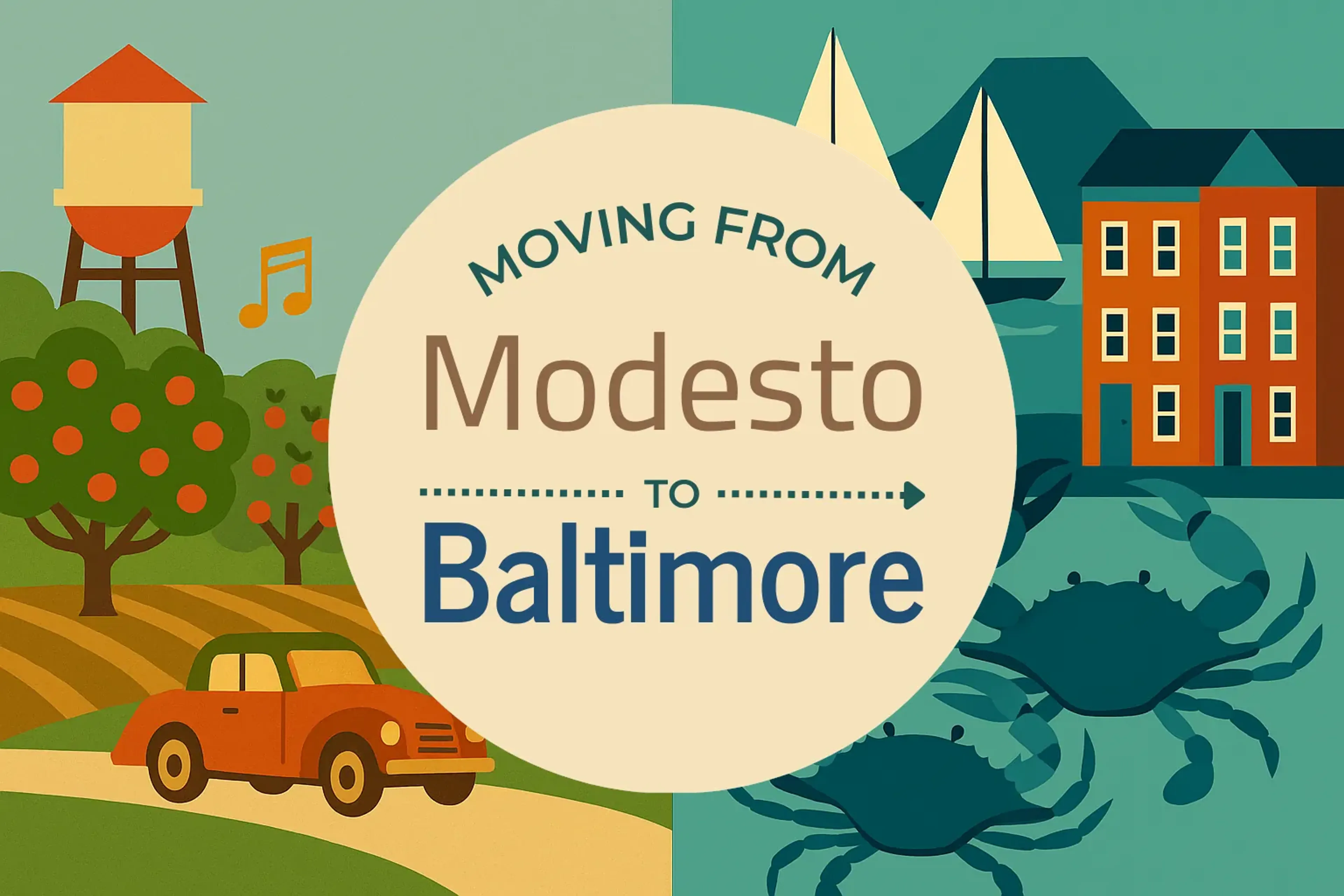 Side-by-side comparison of Modesto to Baltimore moving companies