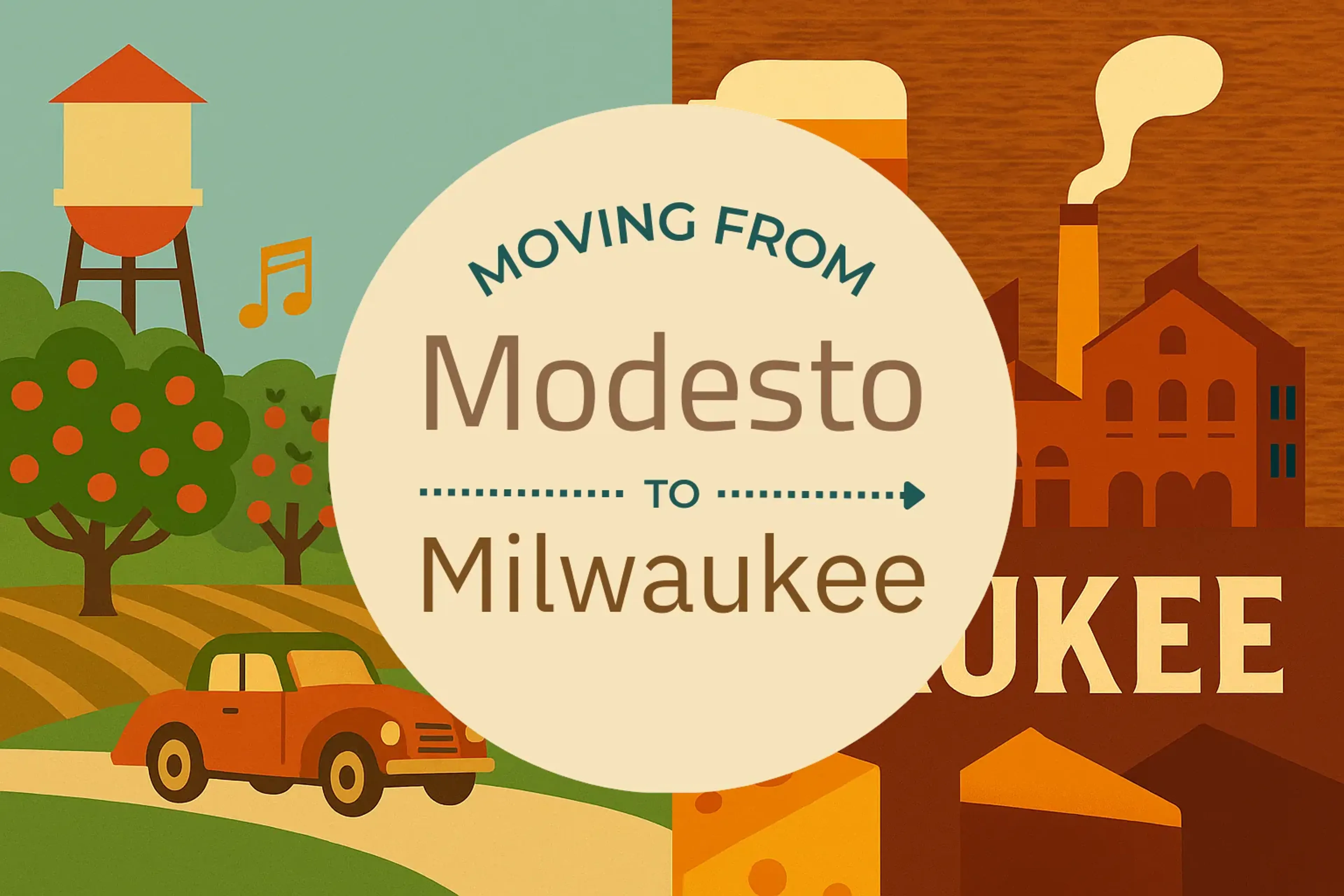 Side-by-side comparison of Modesto to Milwaukee moving companies