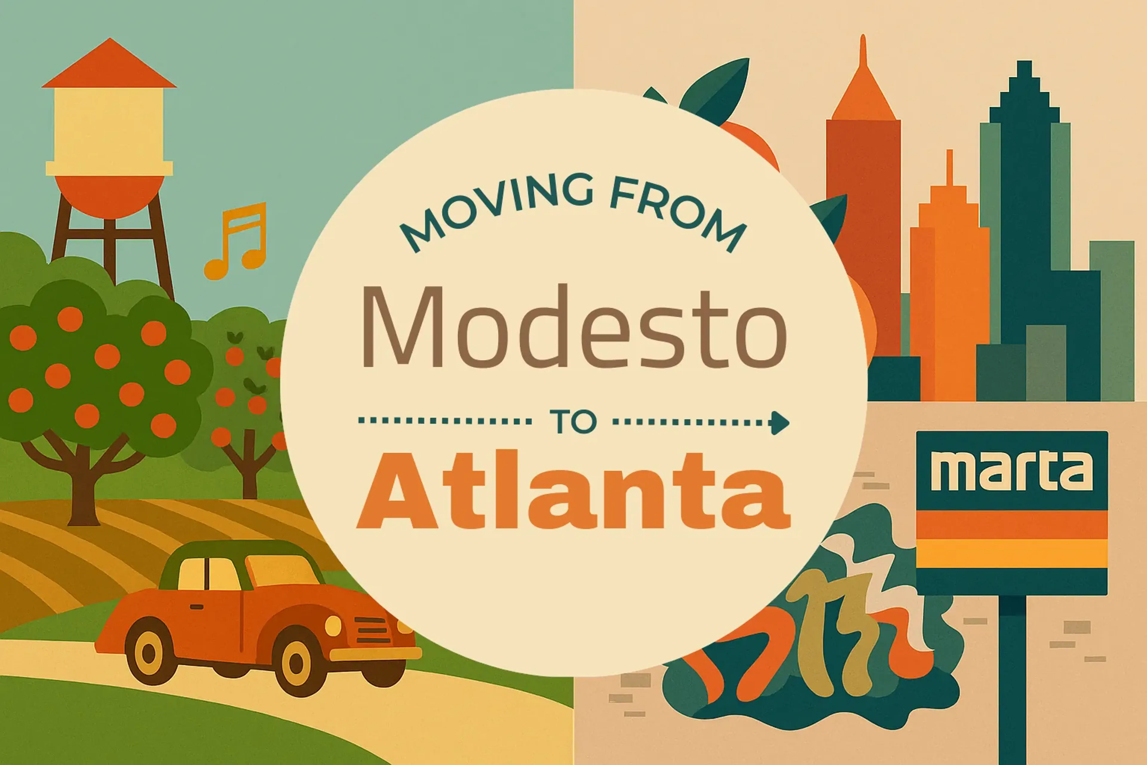Side-by-side comparison of Modesto to Atlanta moving companies