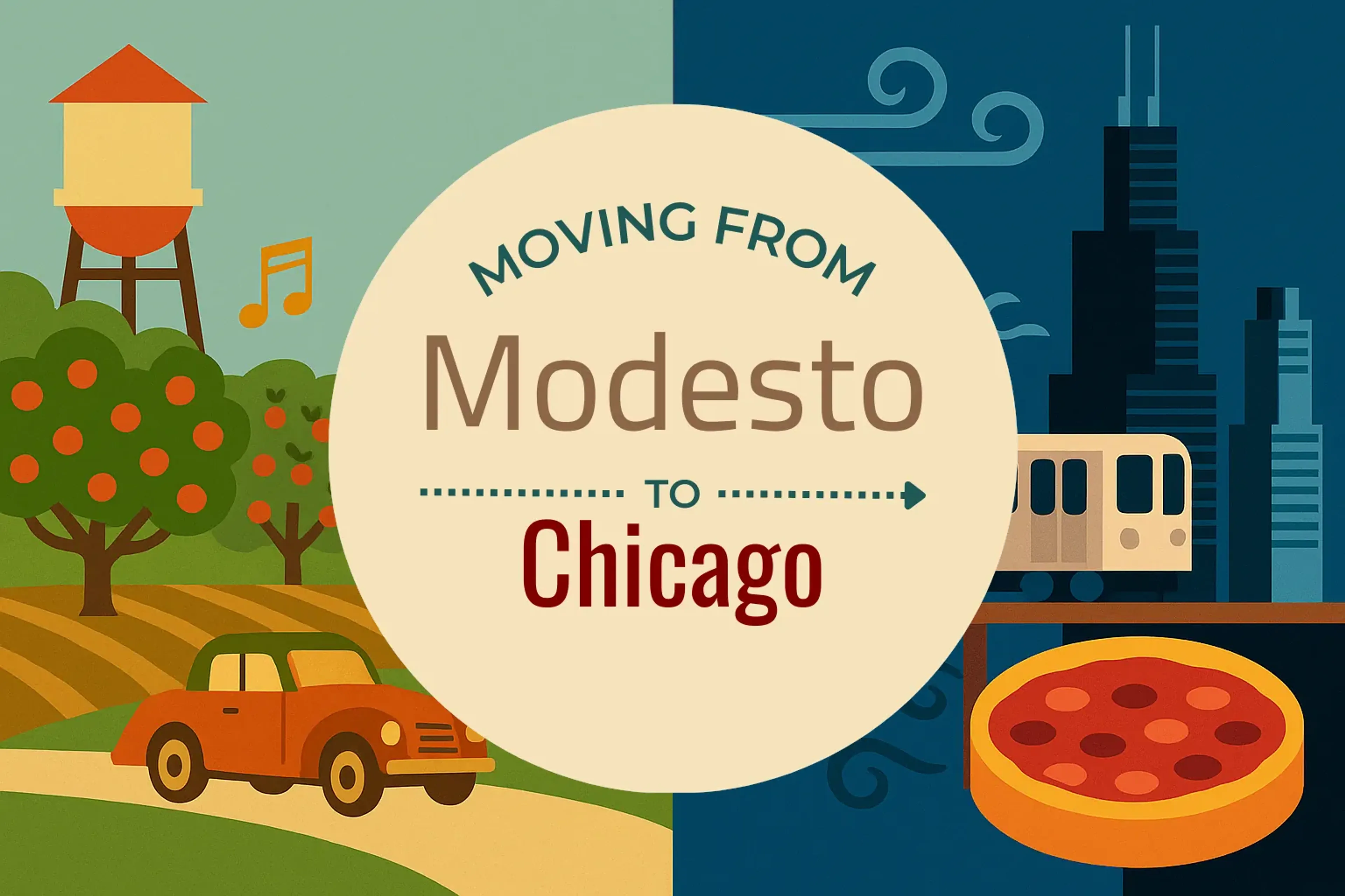 Side-by-side comparison of Modesto to Chicago moving companies