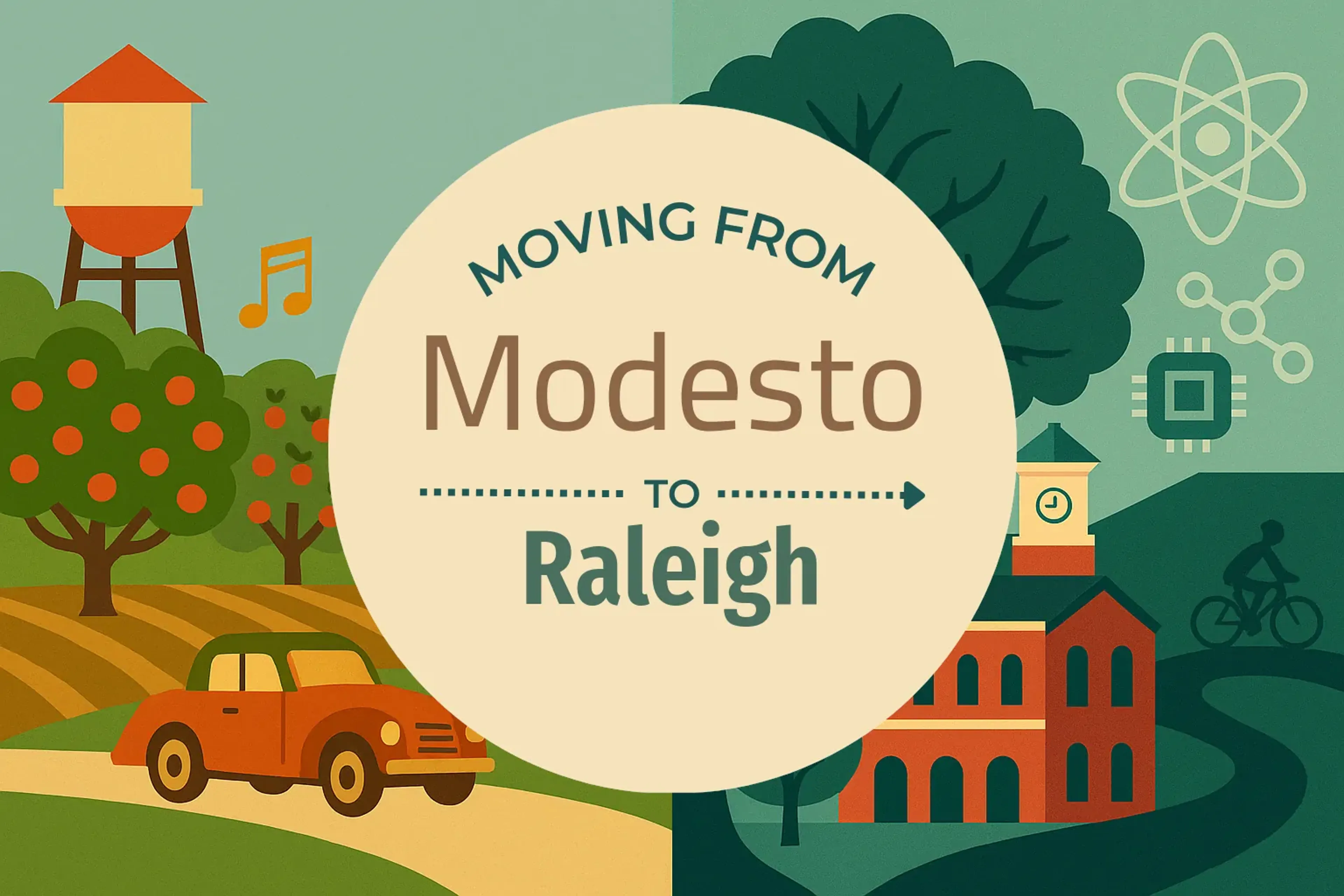 Side-by-side comparison of Modesto to Raleigh moving companies