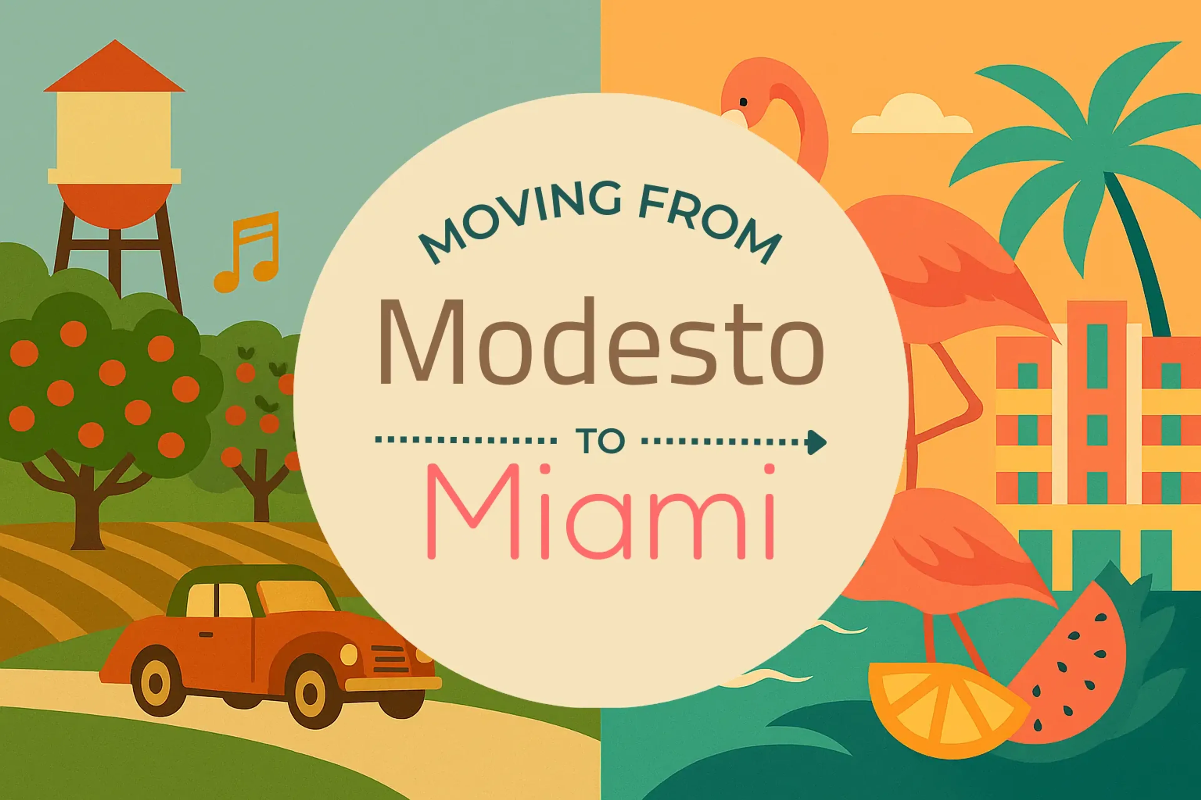 Side-by-side comparison of Modesto to Miami moving companies
