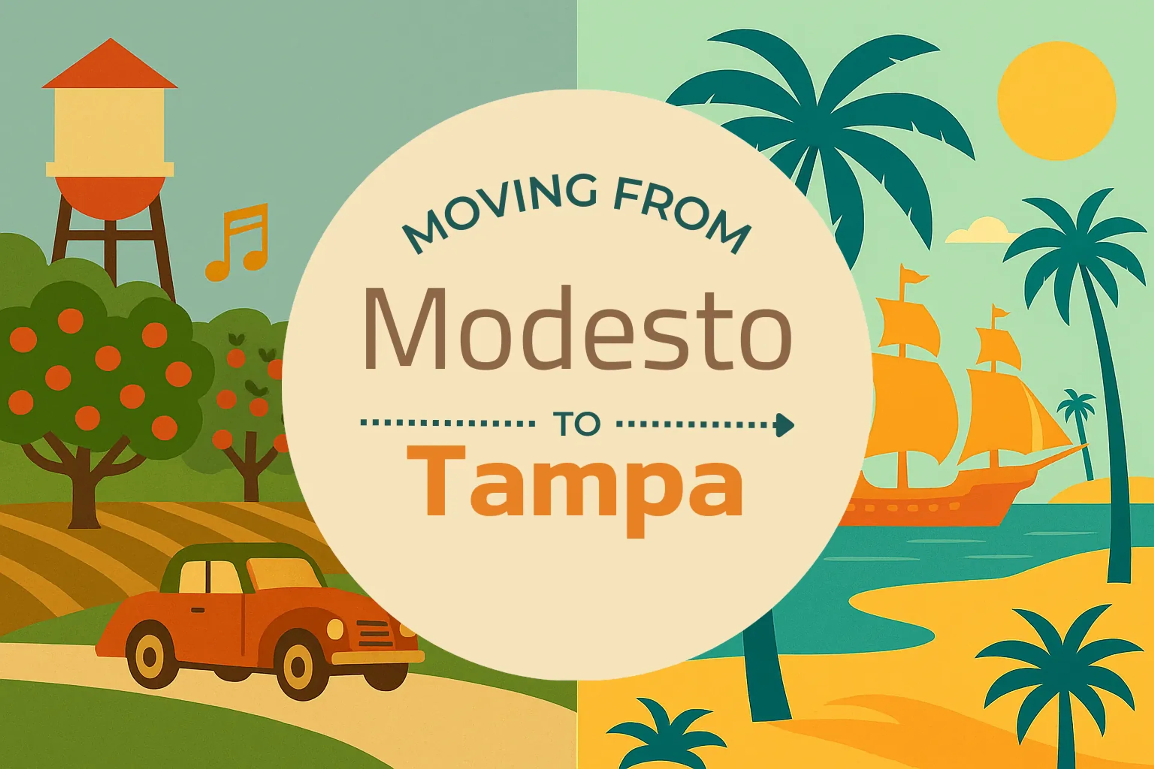 Side-by-side comparison of Modesto to Tampa moving companies
