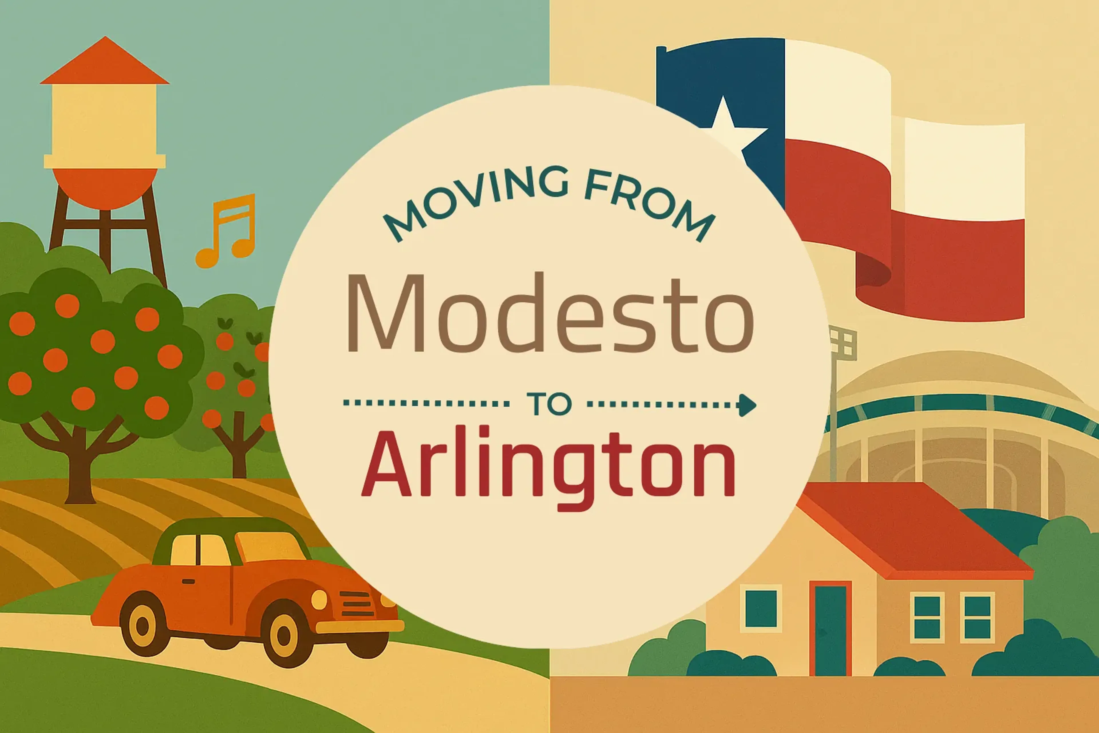 Side-by-side comparison of Modesto to Arlington moving companies