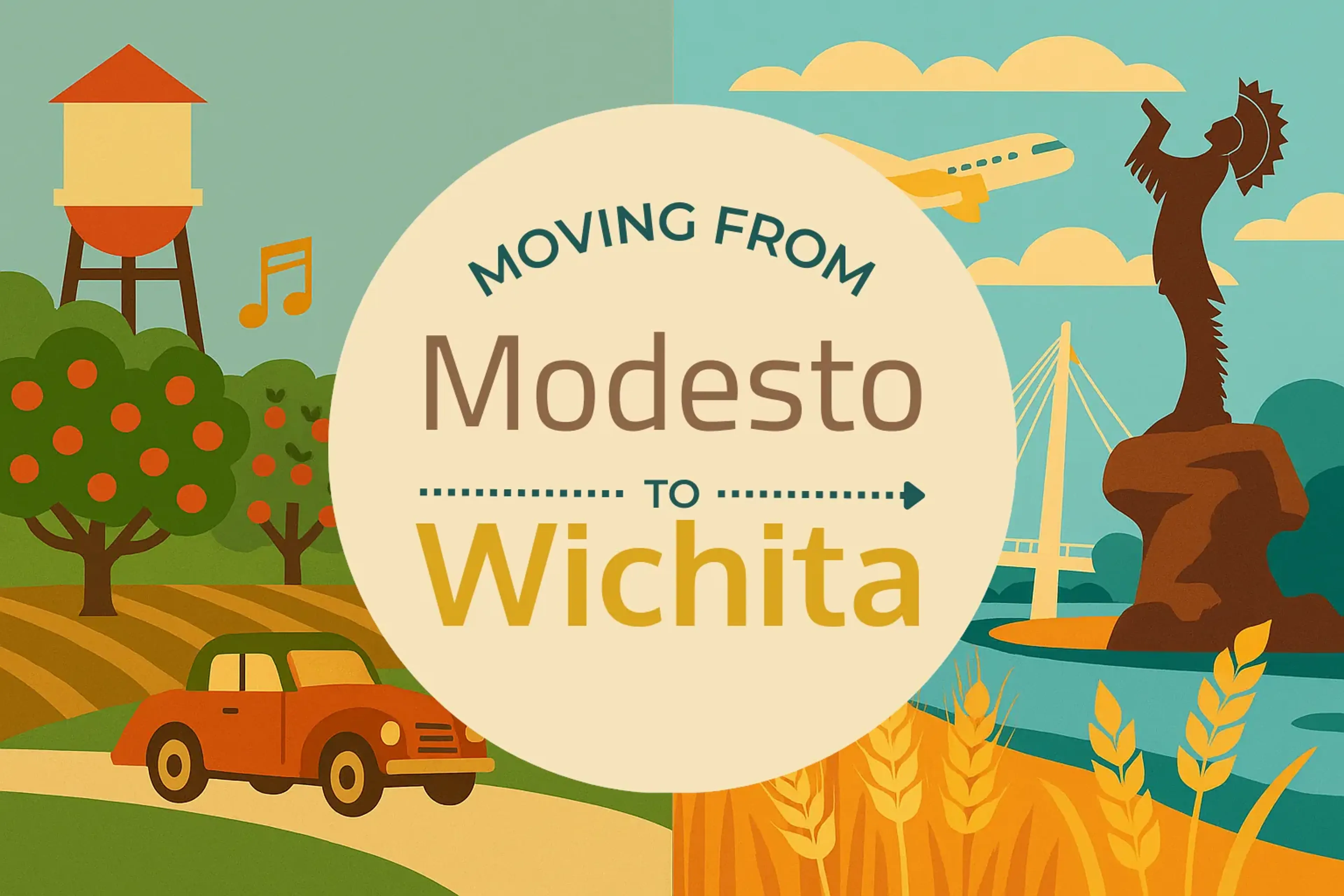 Side-by-side comparison of Modesto to Wichita moving companies