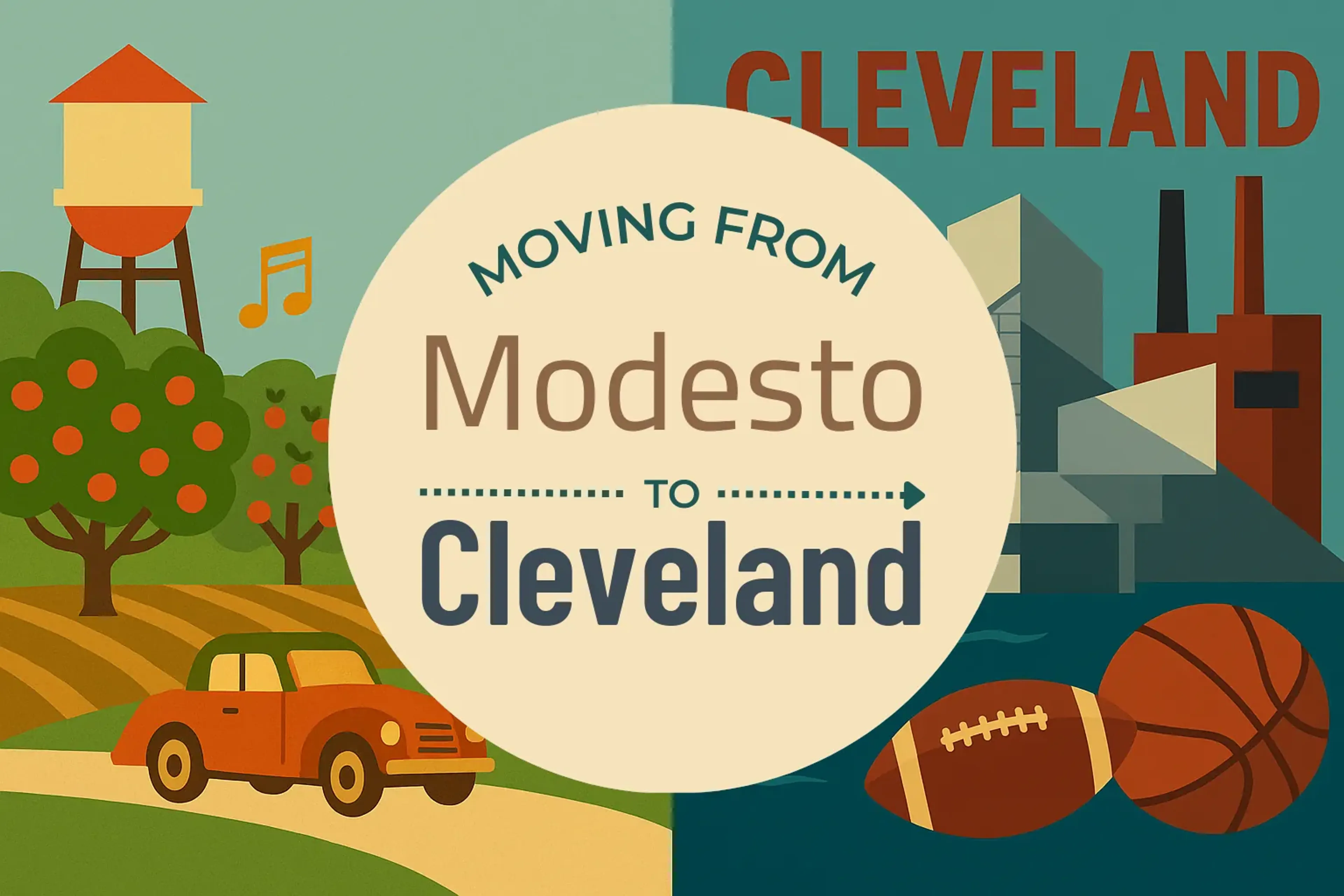 Side-by-side comparison of Modesto to Cleveland moving companies