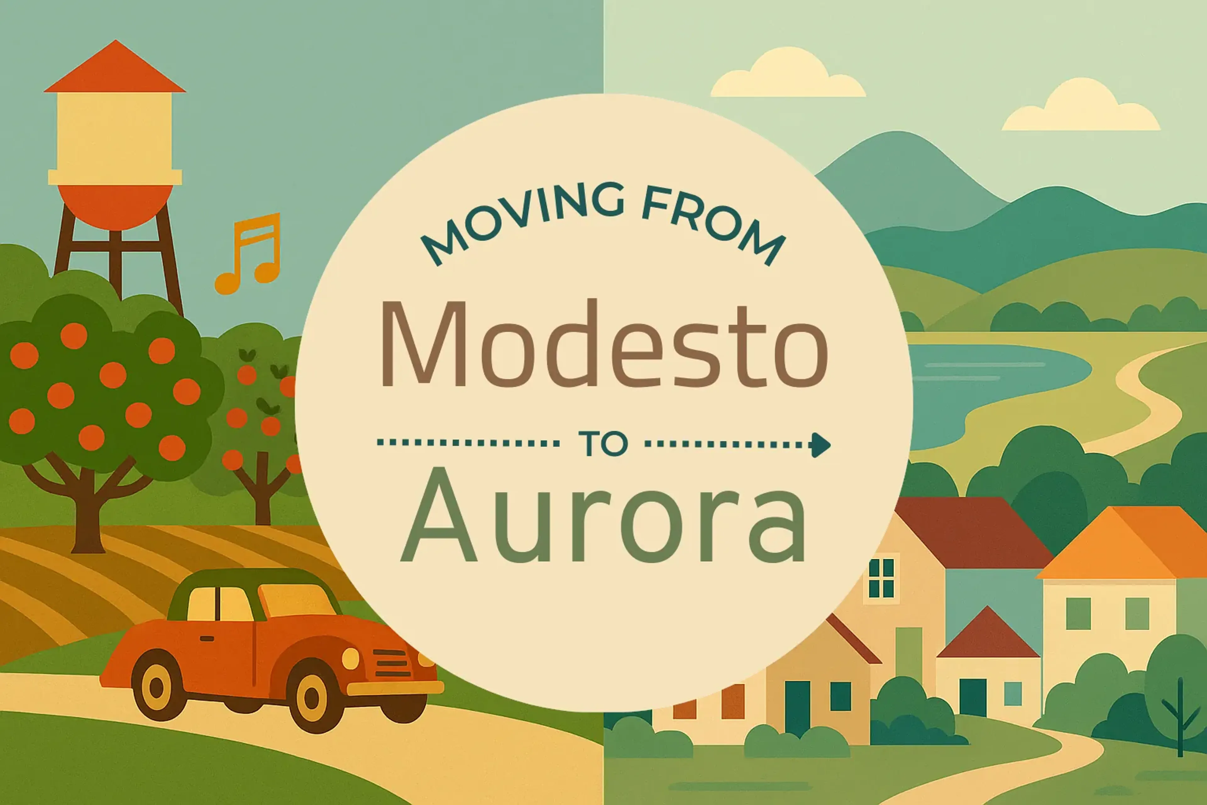 Side-by-side comparison of Modesto to Aurora moving companies