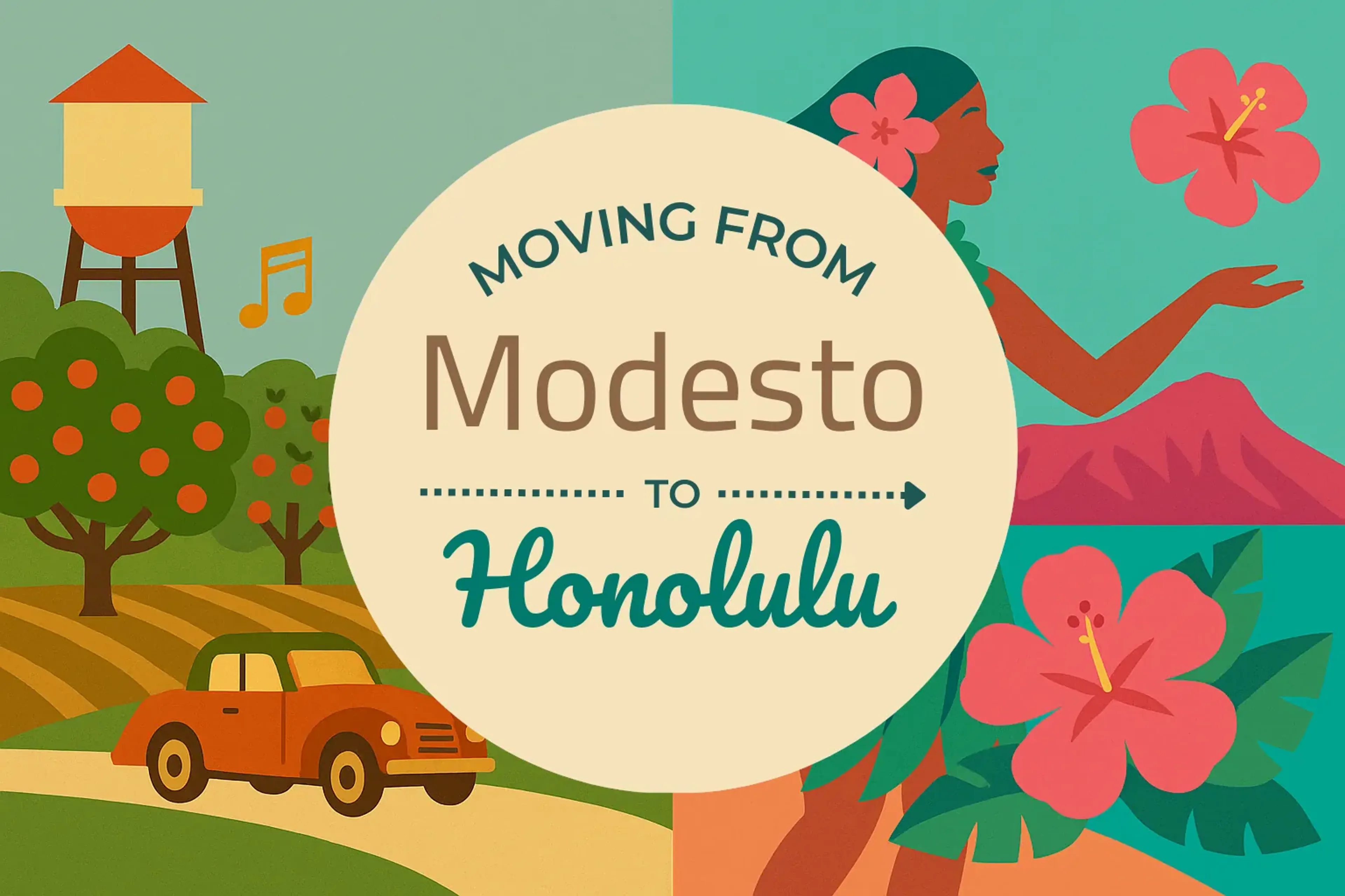 Side-by-side comparison of Modesto to Honolulu moving companies