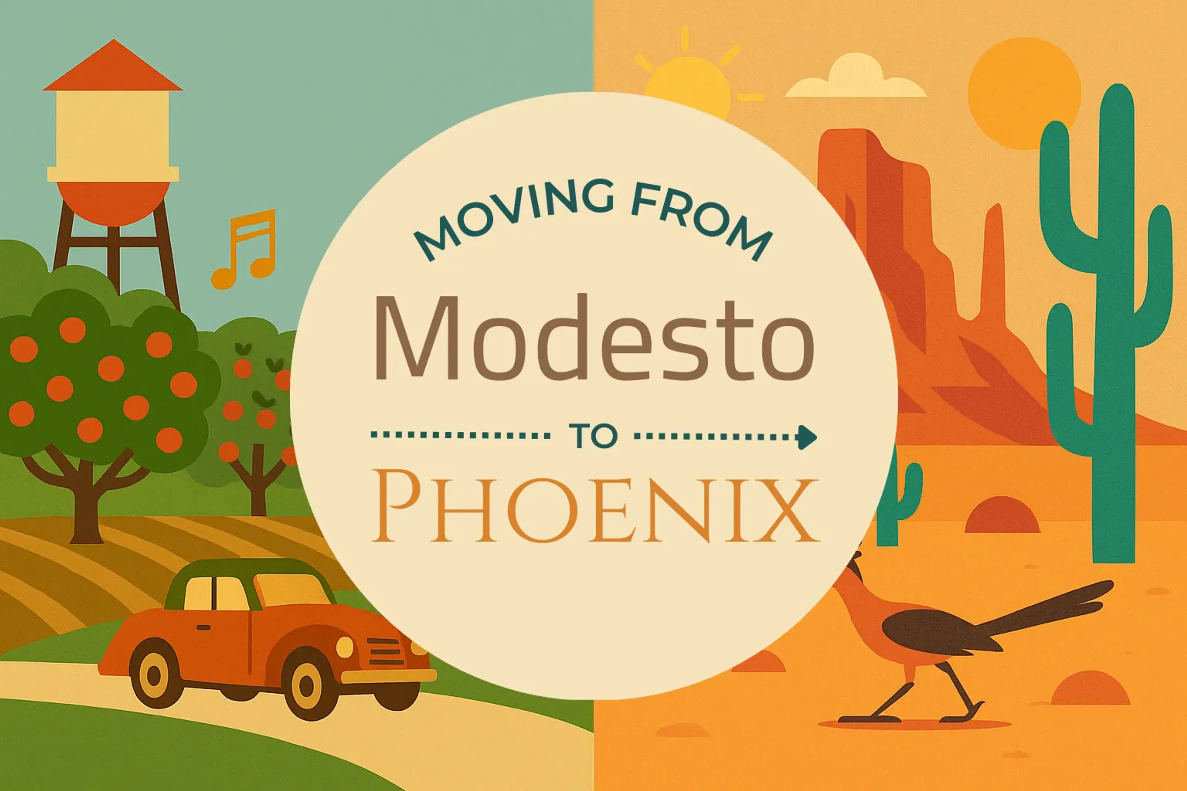 Side-by-side comparison of Modesto to Phoenix moving companies