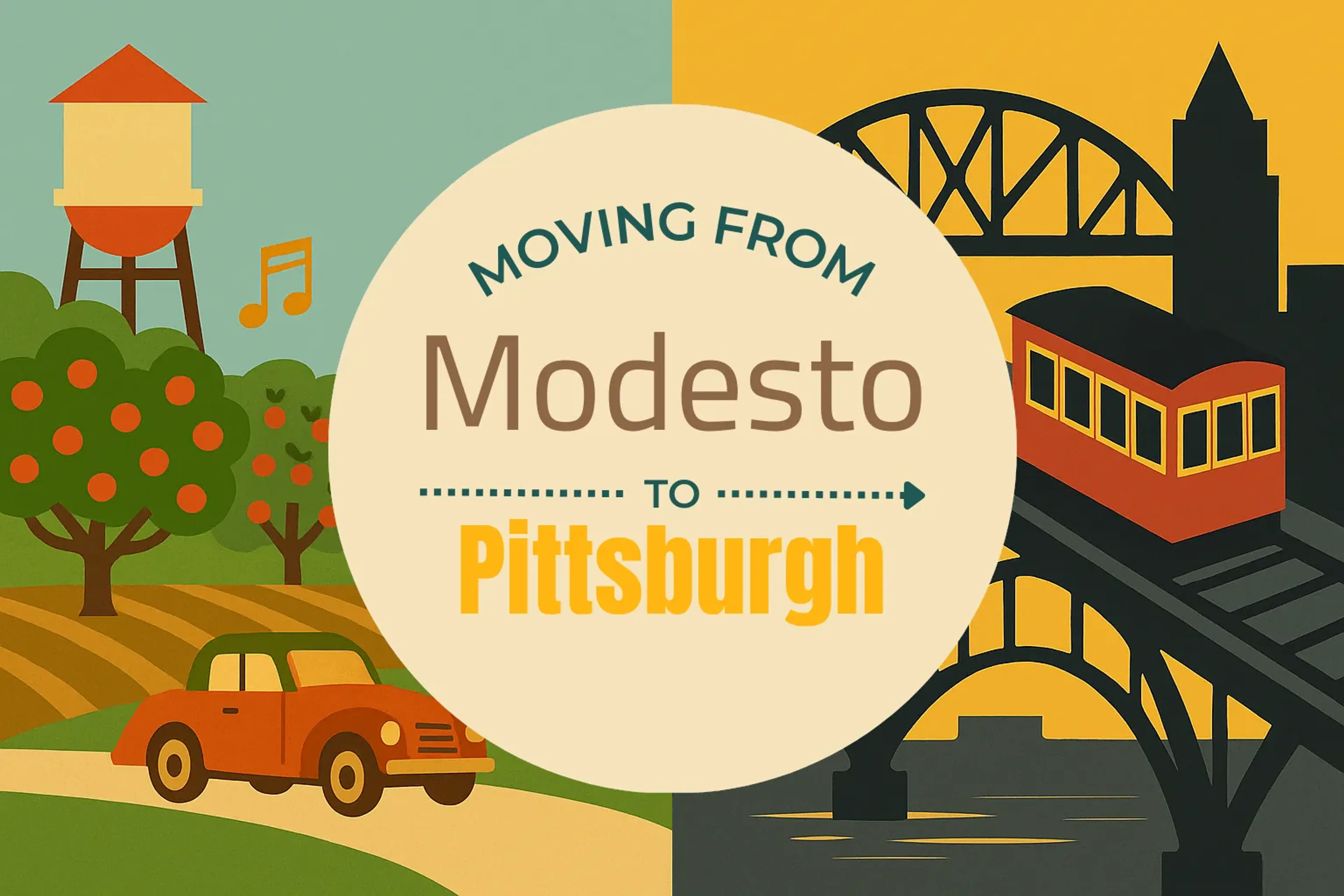 Side-by-side comparison of Modesto to Pittsburgh moving companies