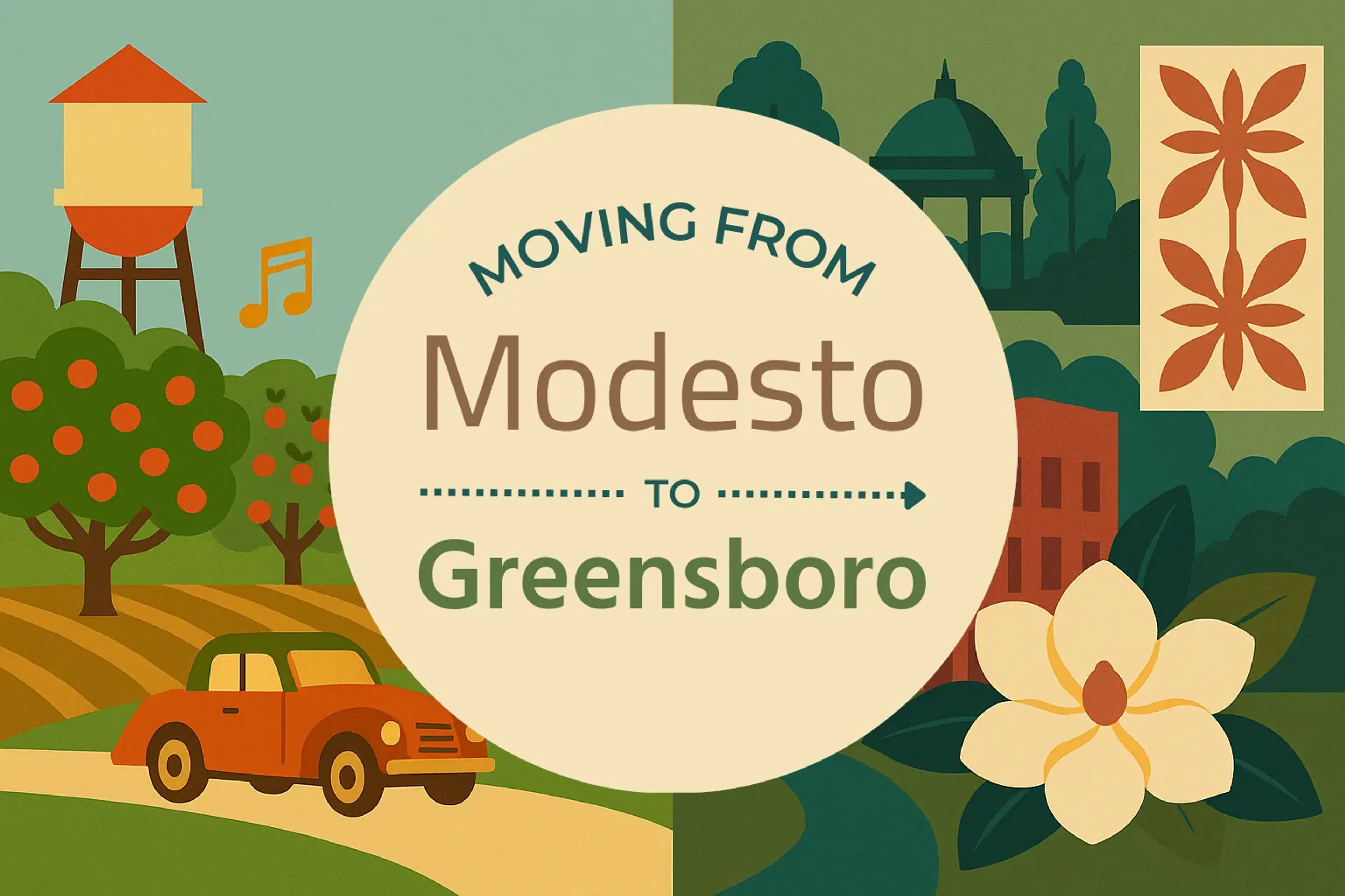 Side-by-side comparison of Modesto to Greensboro moving companies