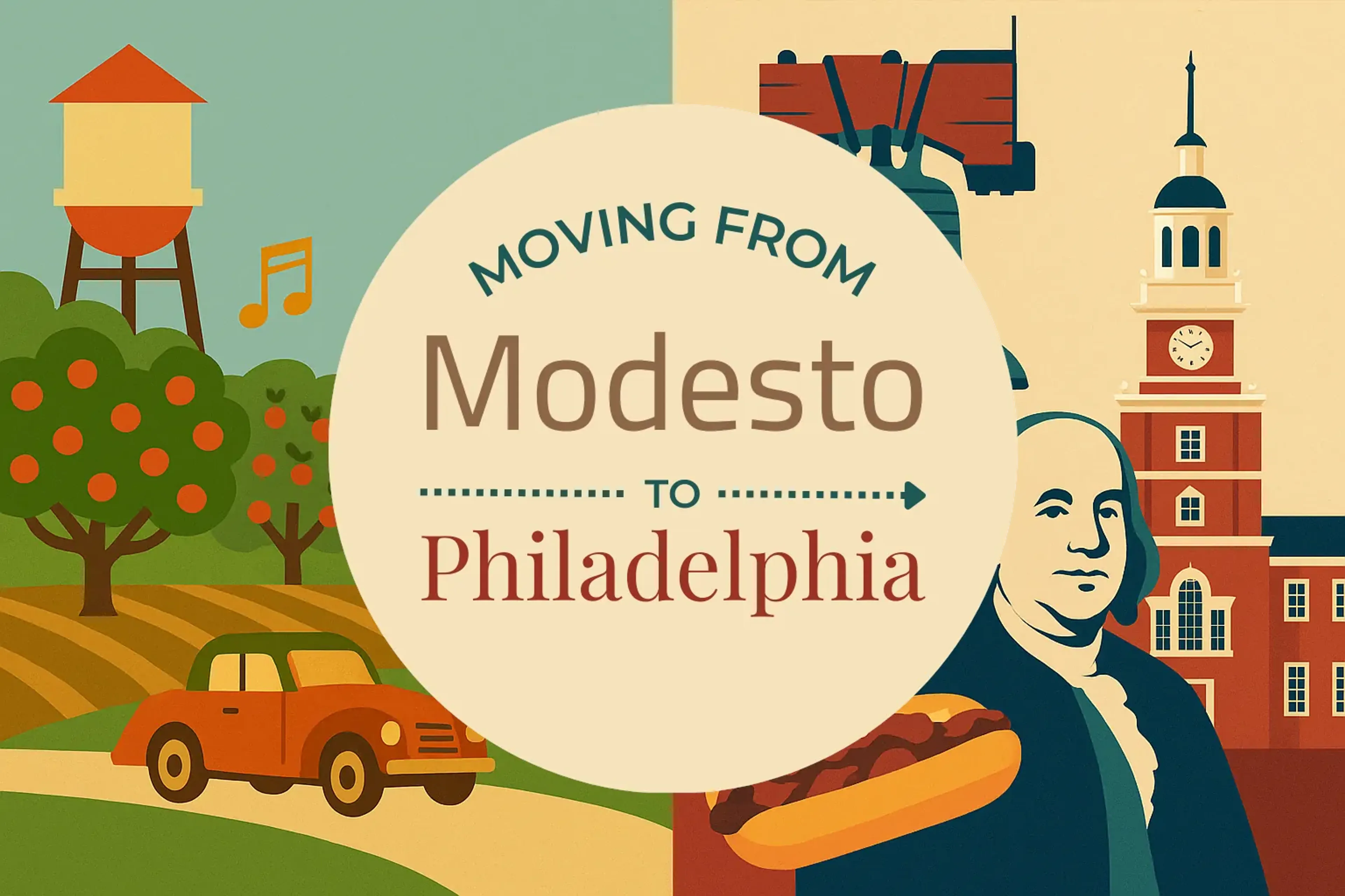 Side-by-side comparison of Modesto to Philadelphia moving companies