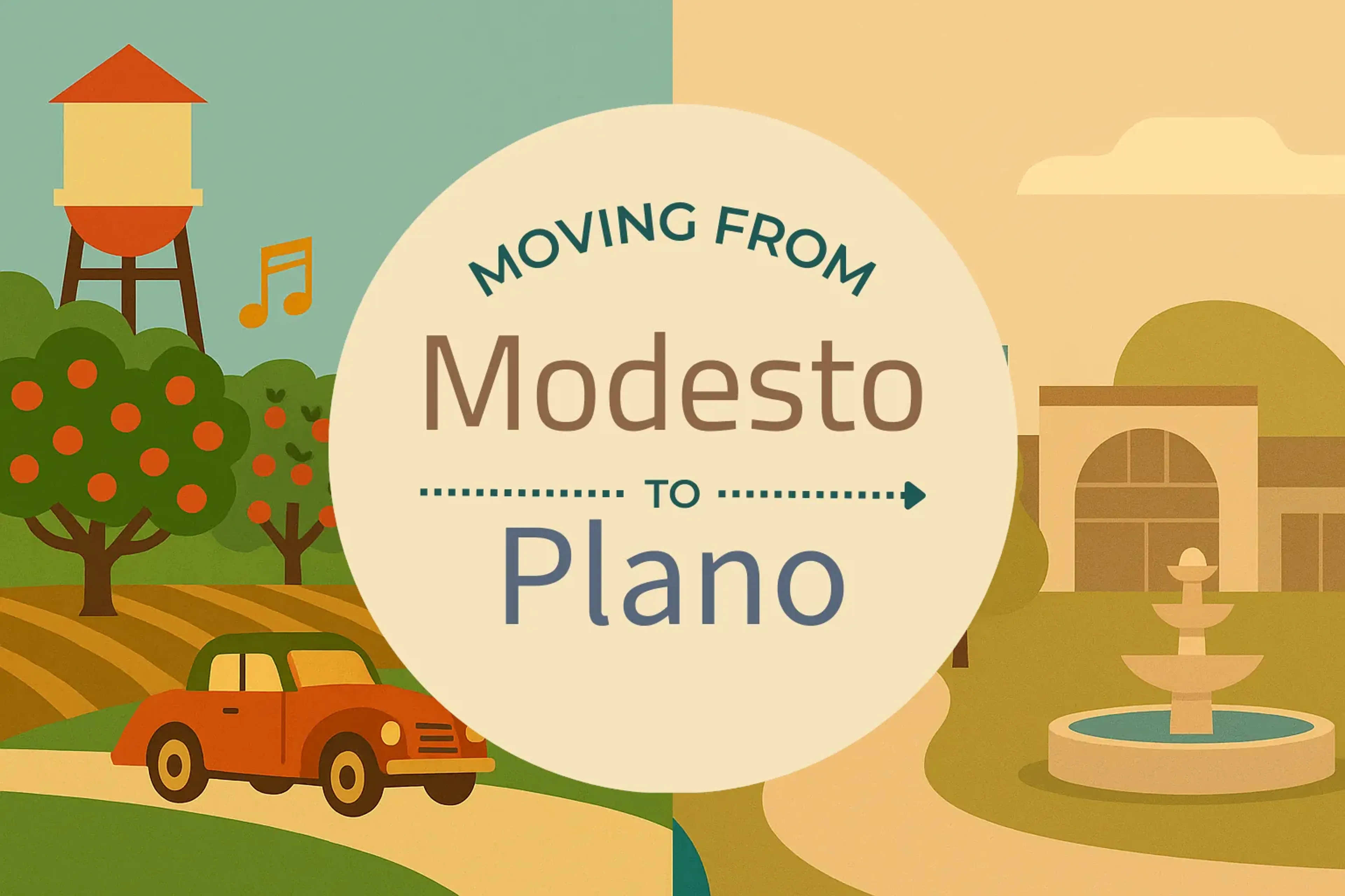 Side-by-side comparison of Modesto to Plano moving companies