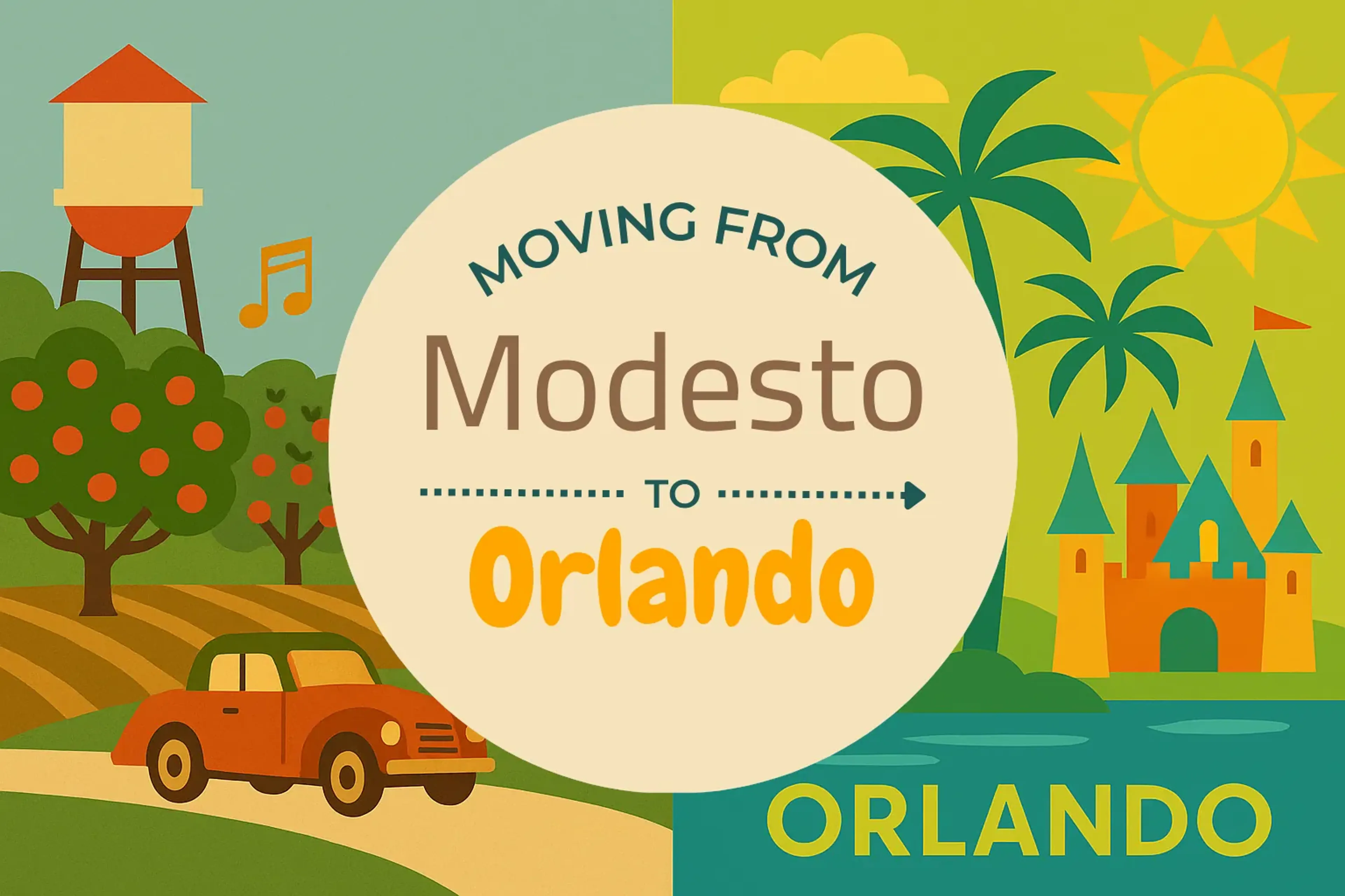 Side-by-side comparison of Modesto to Orlando moving companies