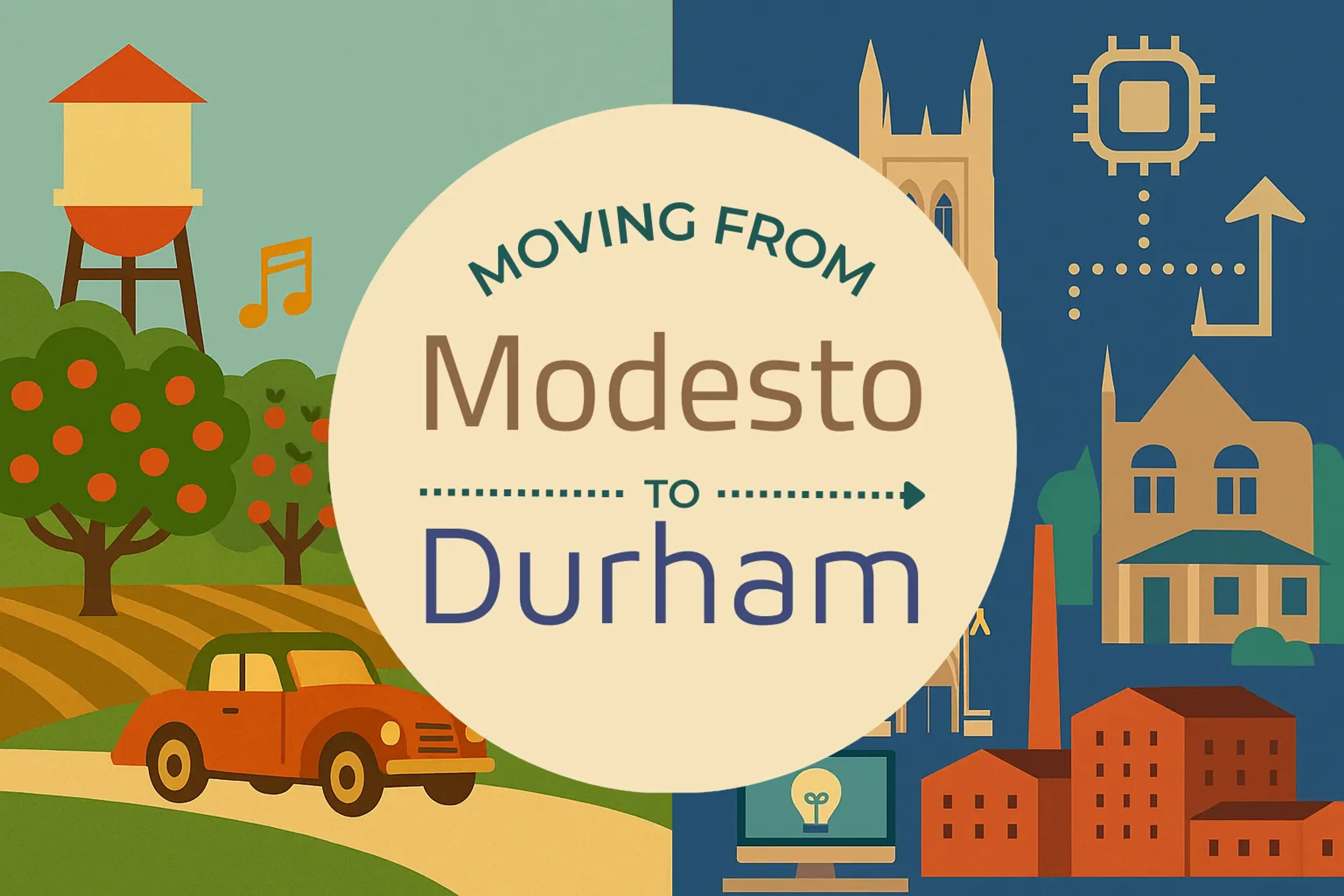Side-by-side comparison of Modesto to Durham moving companies