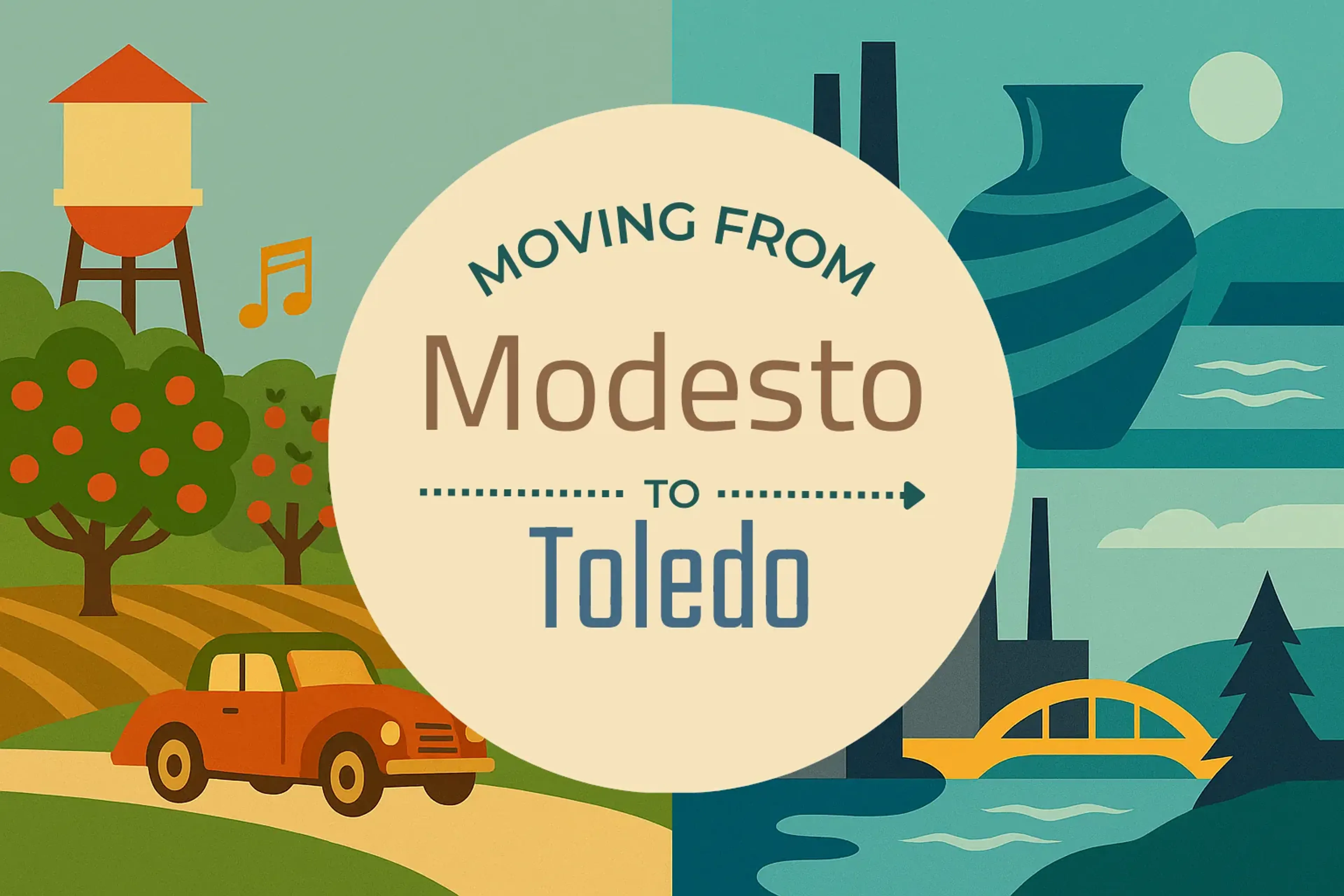 Side-by-side comparison of Modesto to Toledo moving companies