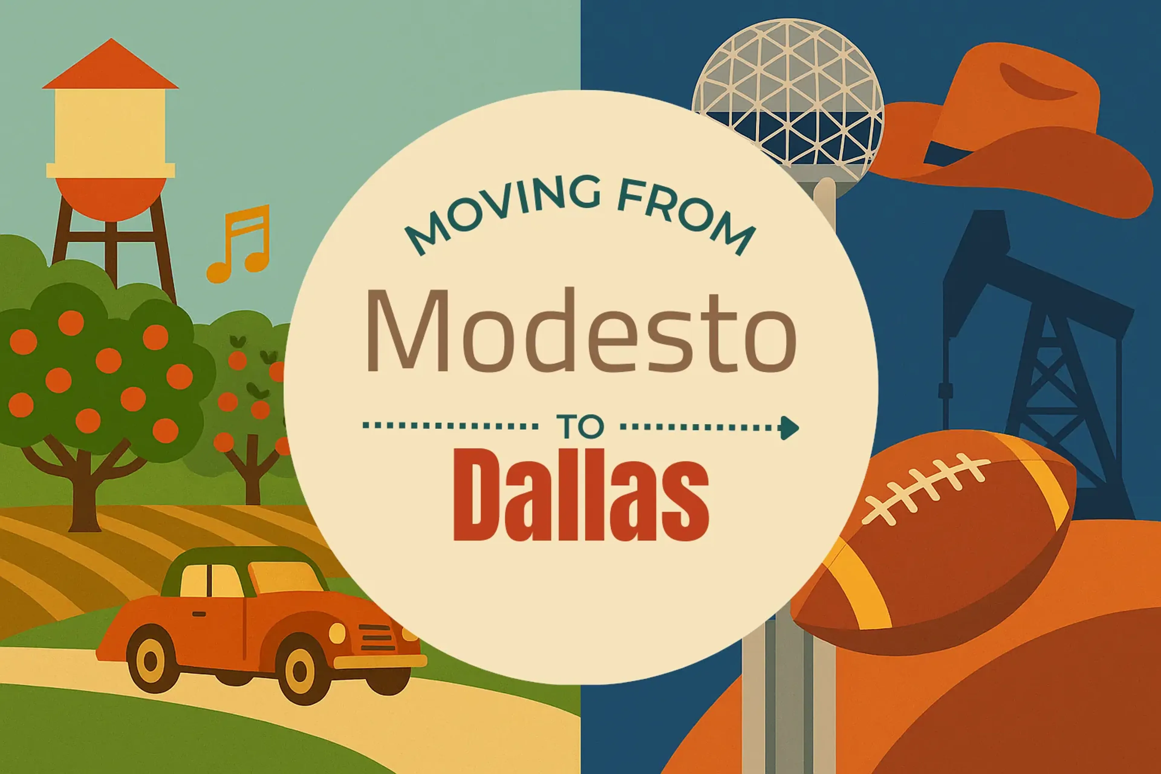 Side-by-side comparison of Modesto to Dallas moving companies
