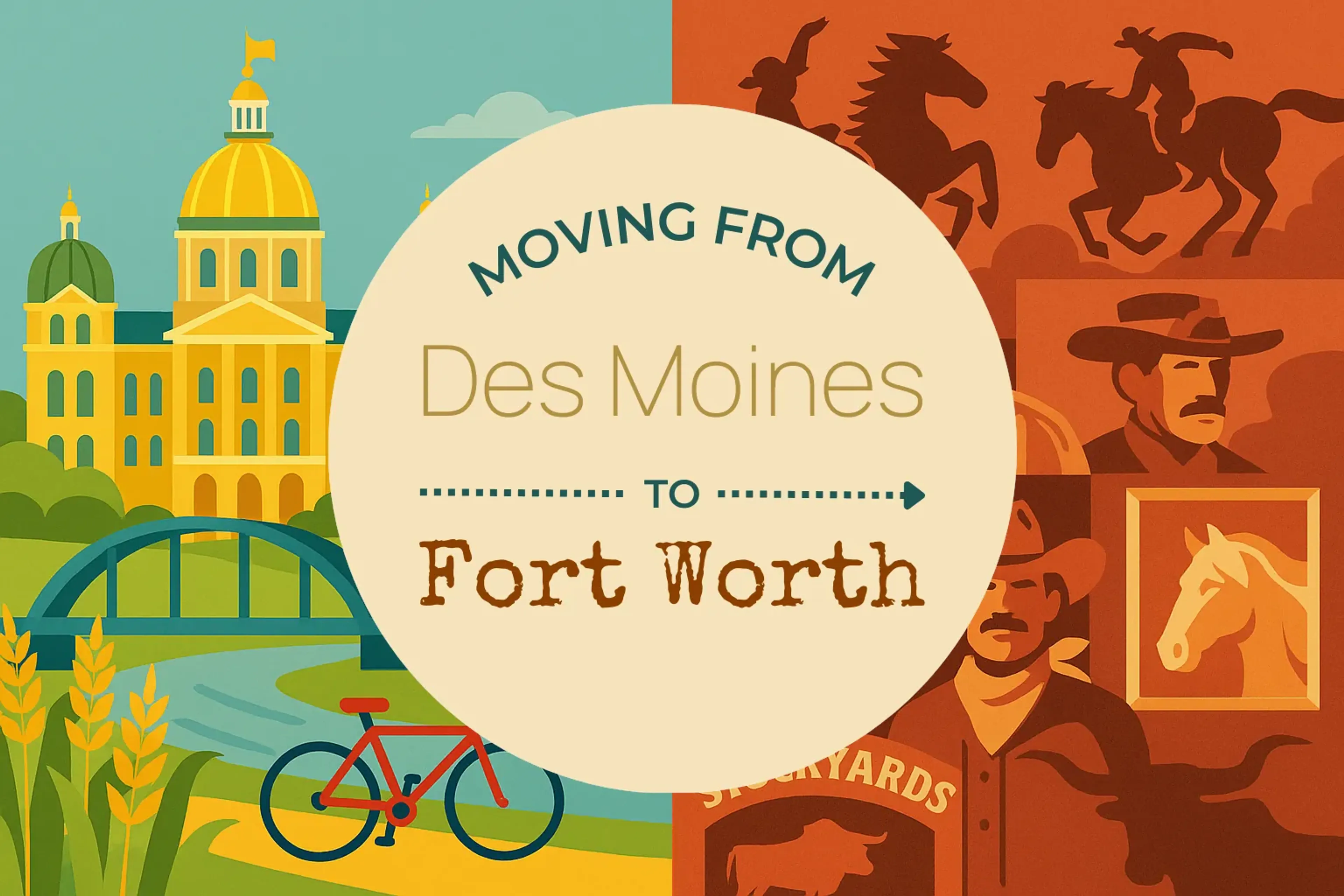 Side-by-side comparison of Des Moines to Fort Worth moving companies