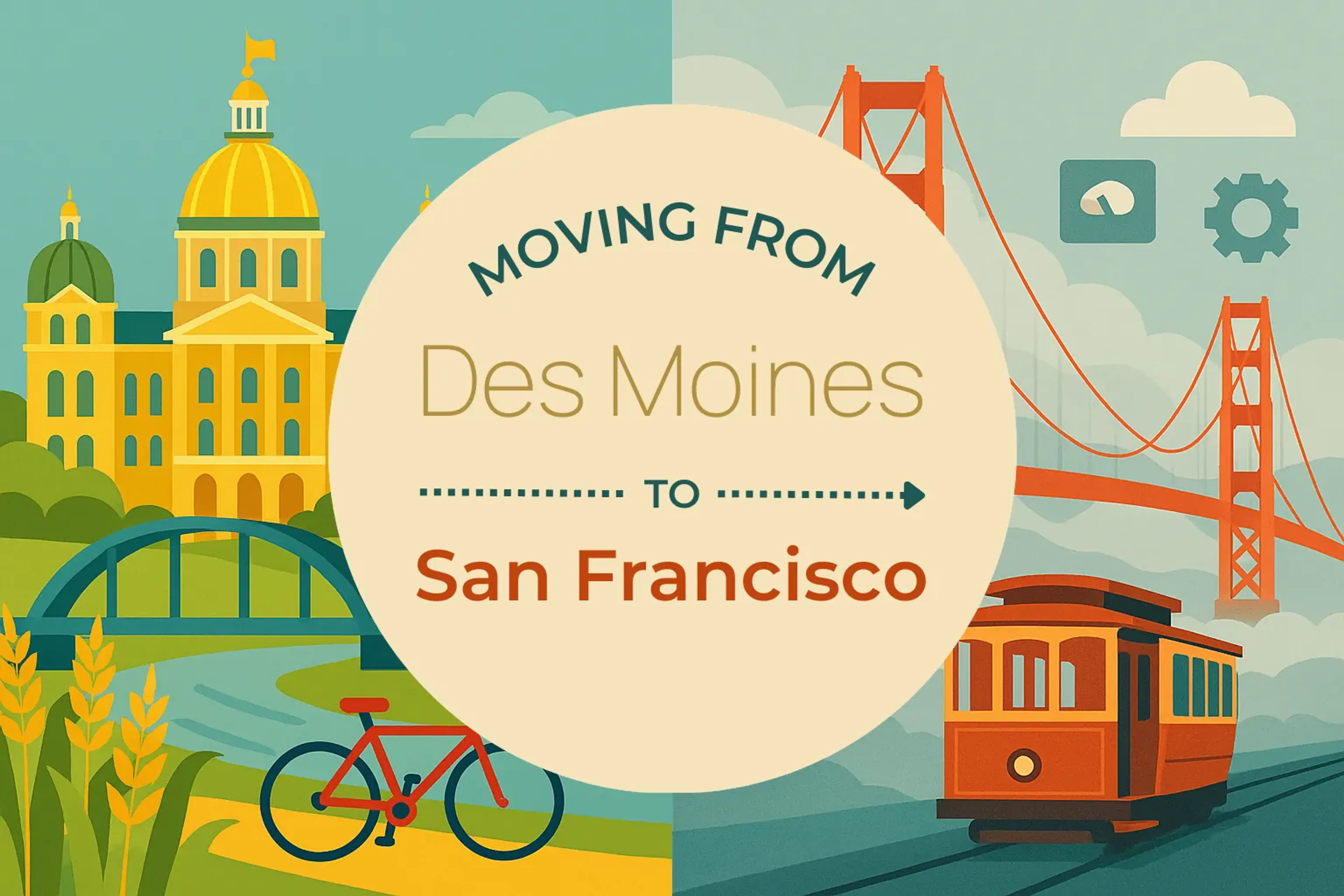 Side-by-side comparison of Des Moines to San Francisco moving companies