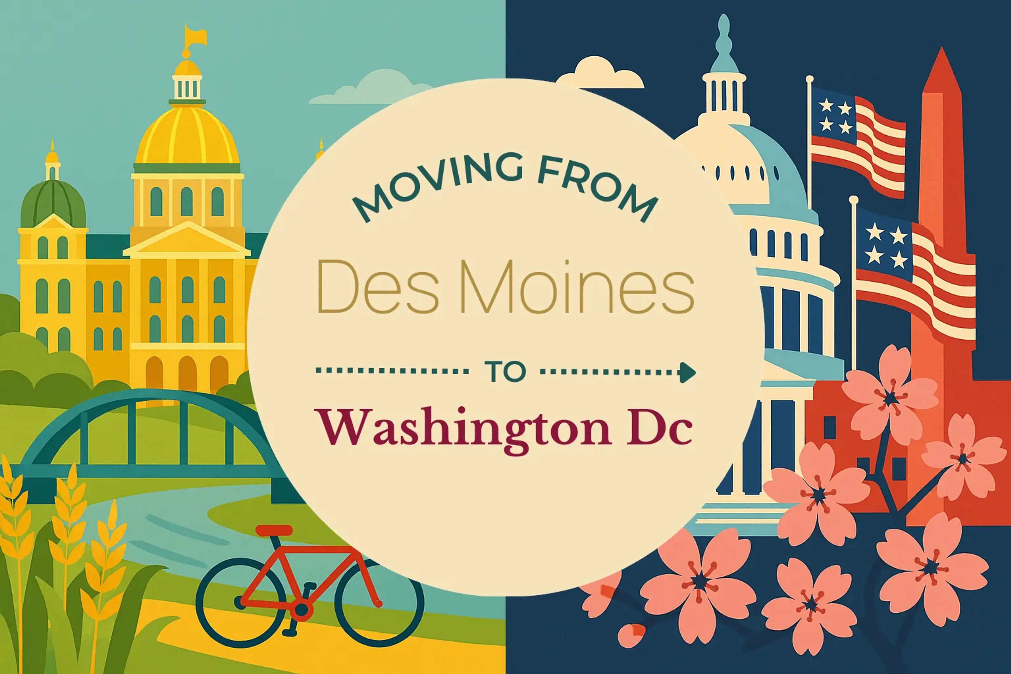Side-by-side comparison of Des Moines to Washington DC moving companies